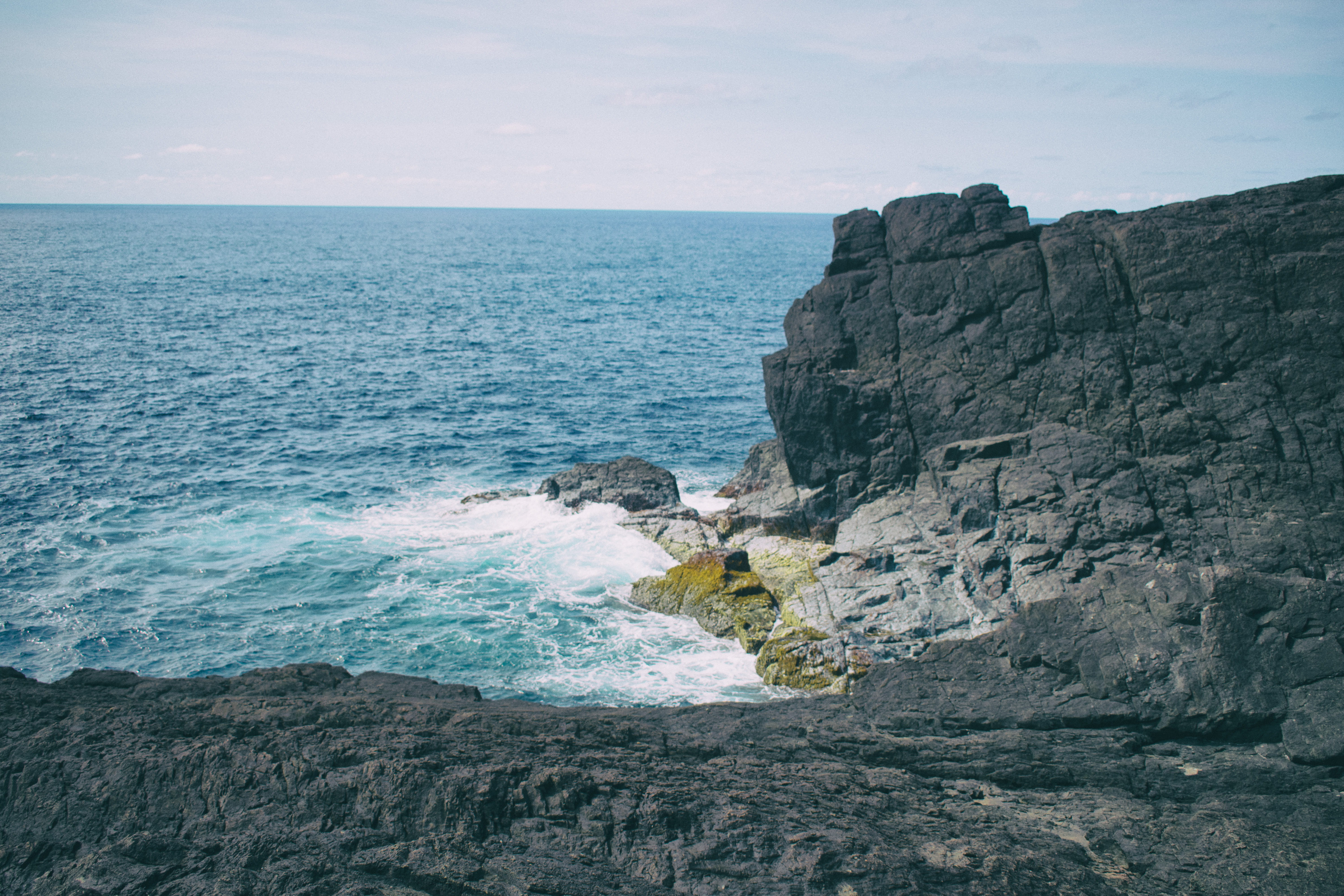 rocks, tranquility, rock - object, sea, formation, rock formation, land, outdoors, tranquil scene, scenics - nature, waves, water, solid, rocky coastline, HD Wallpaper