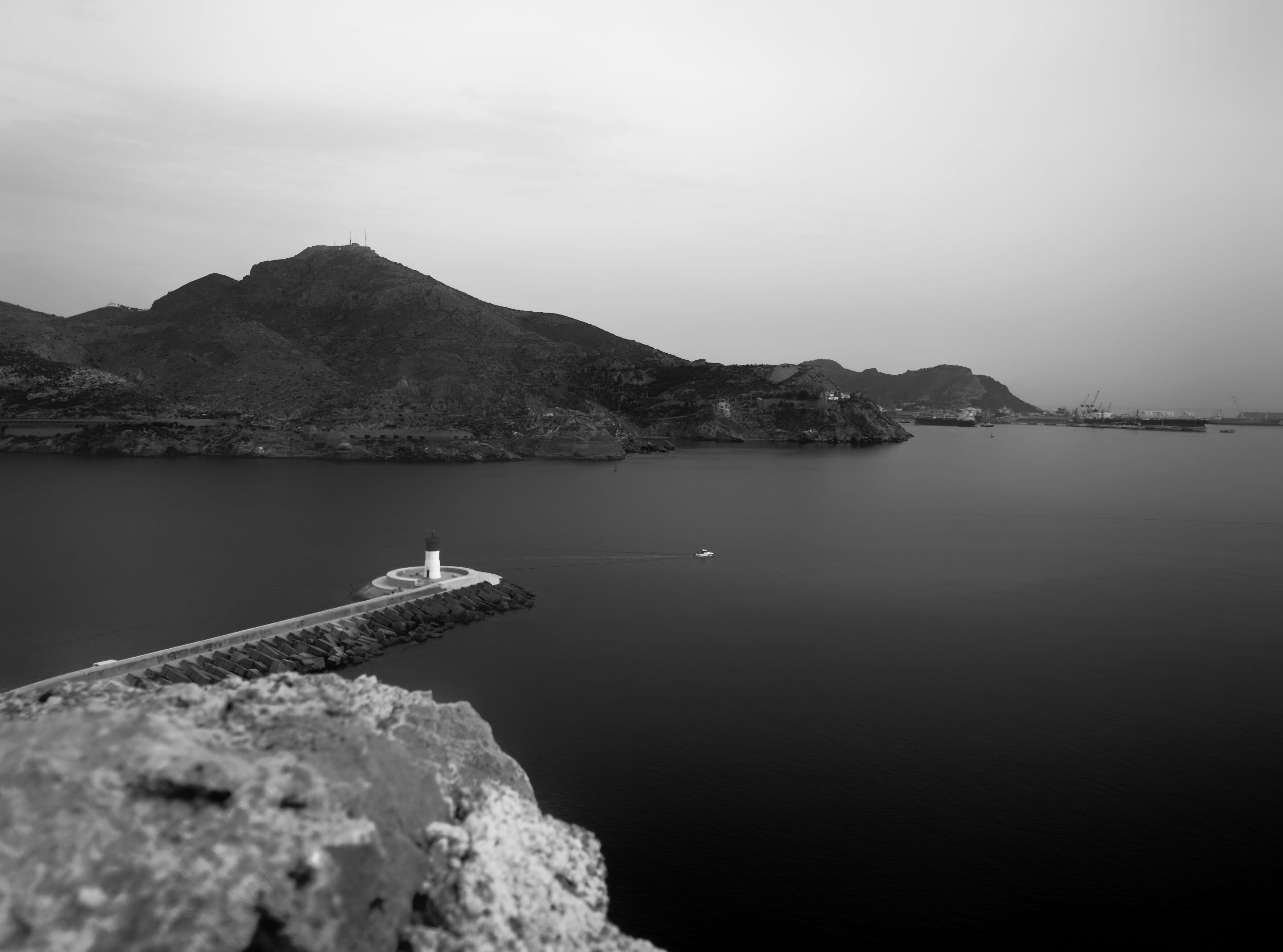 building, sea, rock - object, scenics - nature, bay, sky, landscape, ocean, Harbour, mountain, white, hill, scenics, hilltop, tranquility, outdoors, water, HD Wallpaper
