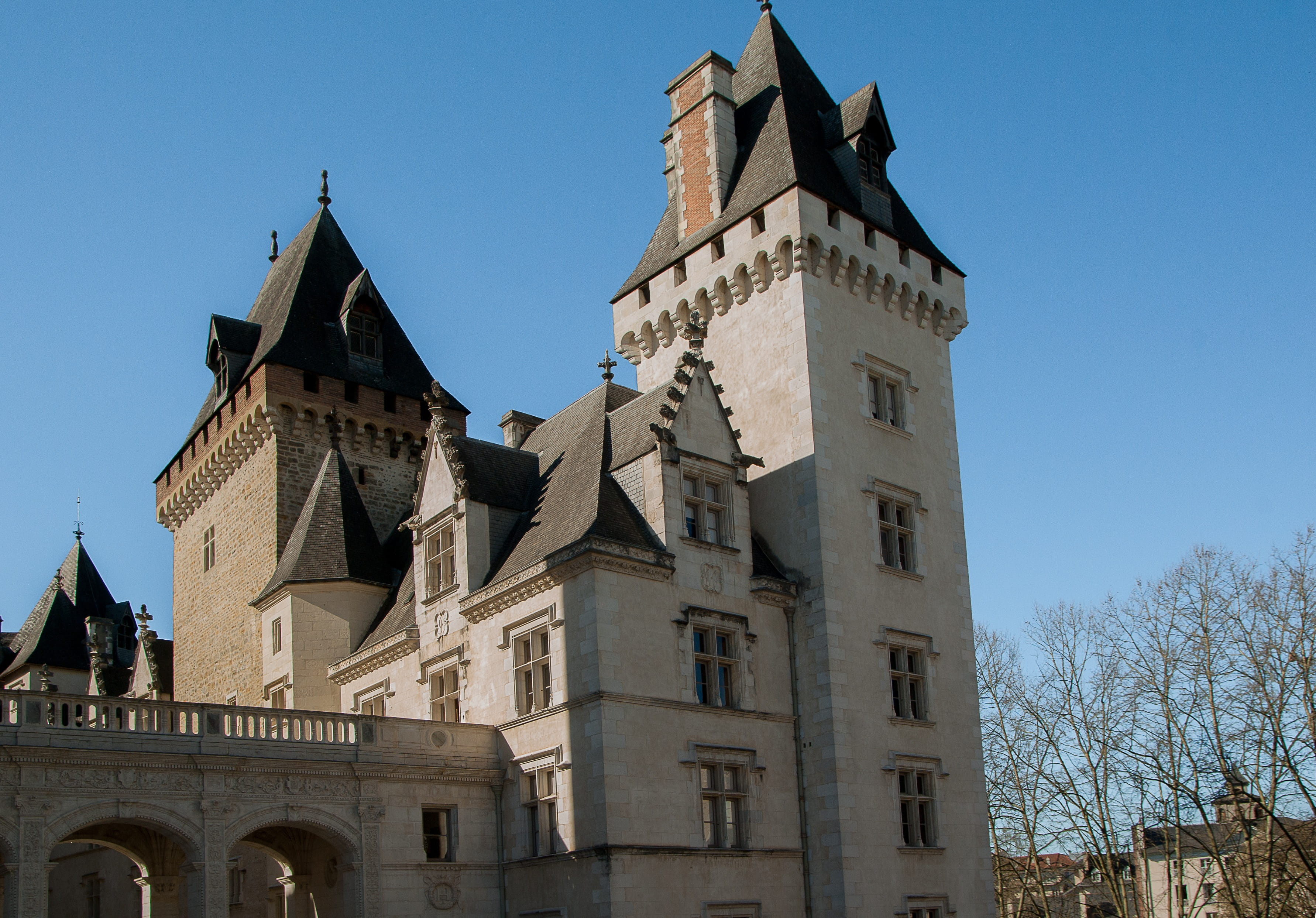 castle, tower, nature, blue, sky, belief, religion, no people, building Exterior, low angle view, building, travel destinations, built Structure, Renaissance, HD Wallpaper