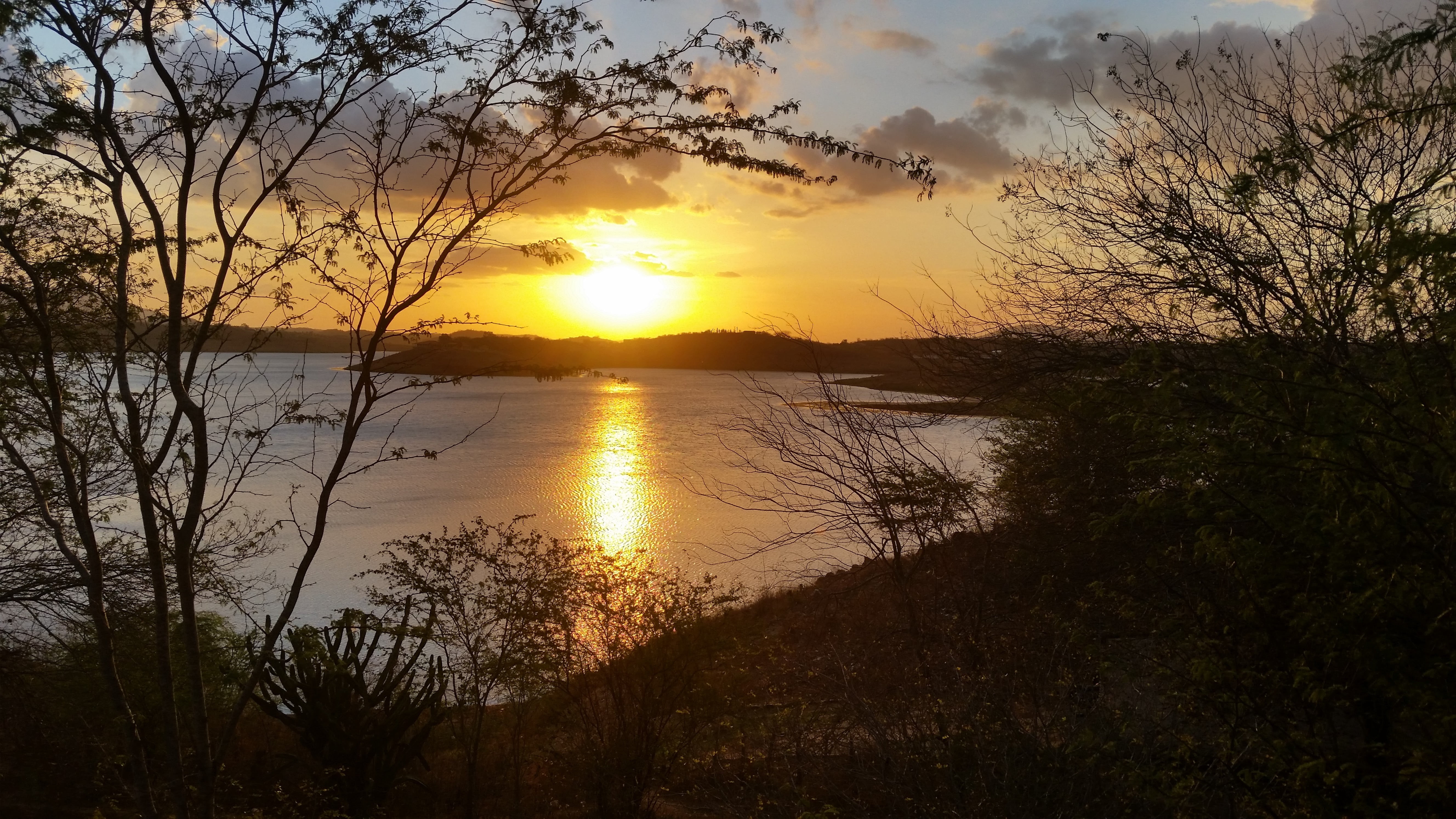 sol, ceu, lake, plant, landscape, sky, tree, horizon, sunset, scenics - nature, water, weir, non-urban scene, tranquility, boqueirão, tranquil scene, cabaceiras, HD Wallpaper