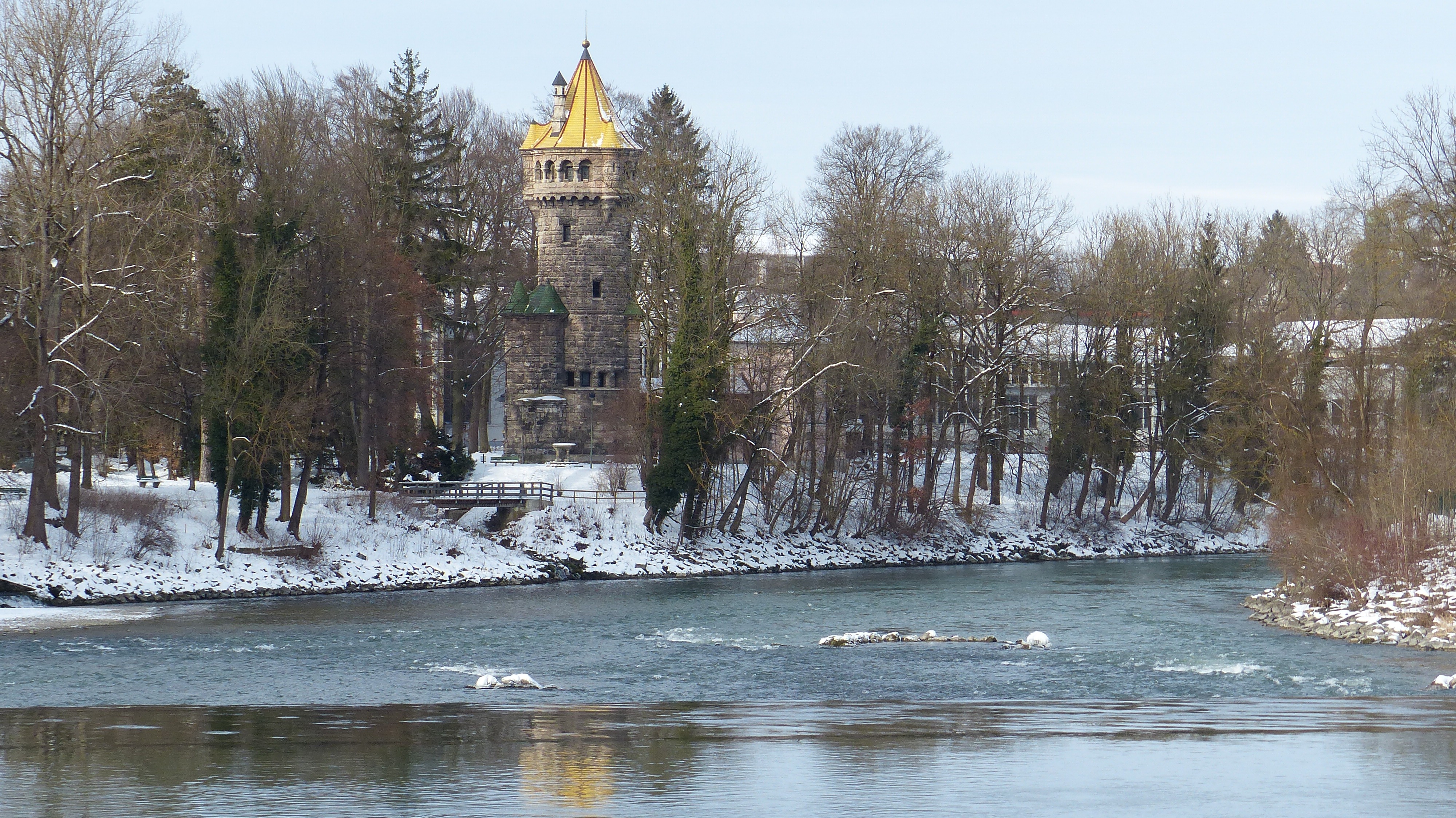 bavaria, no people, building, cold temperature, flock of birds, landscape, nature, river, 4K, water, plant, animal, building exterior, primeval force, HD Wallpaper
