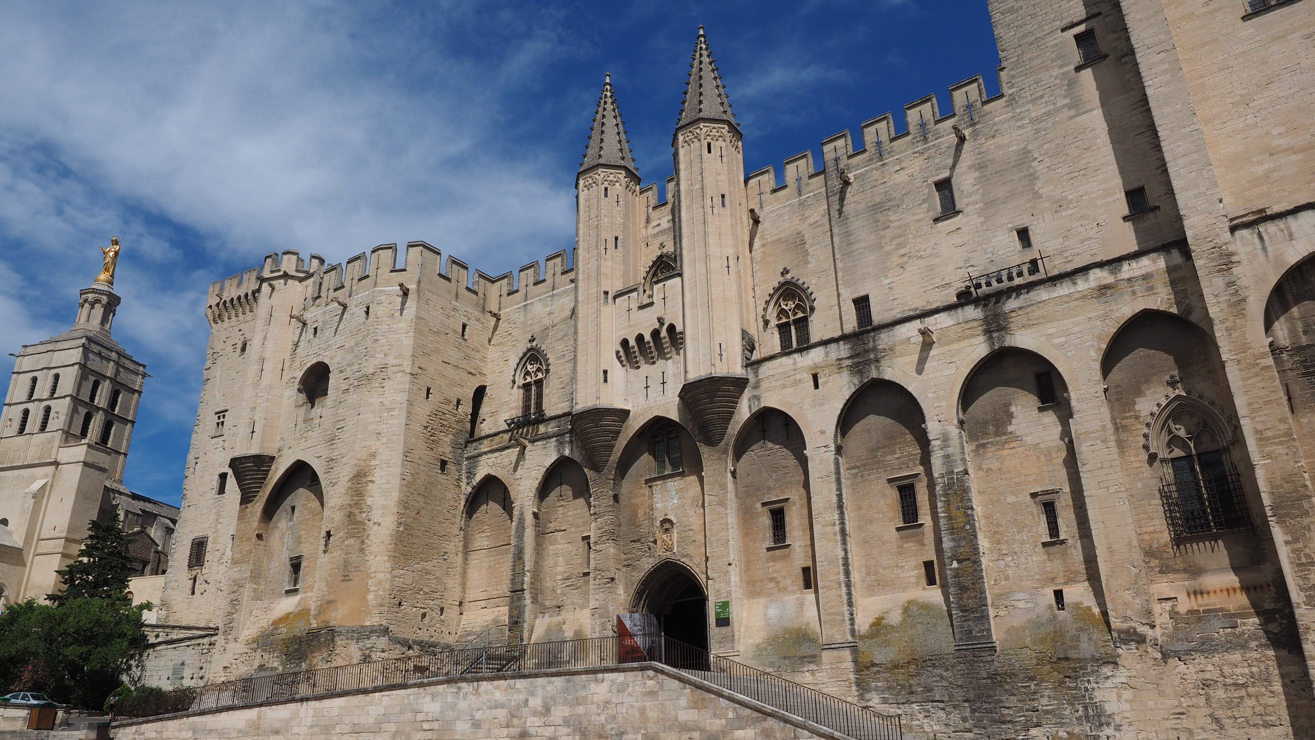 palais des papes, architecture, south of france, sky, 4K, travel, provence, landmark, cloud - sky, building exterior, day, places of interest, imposing, HD Wallpaper