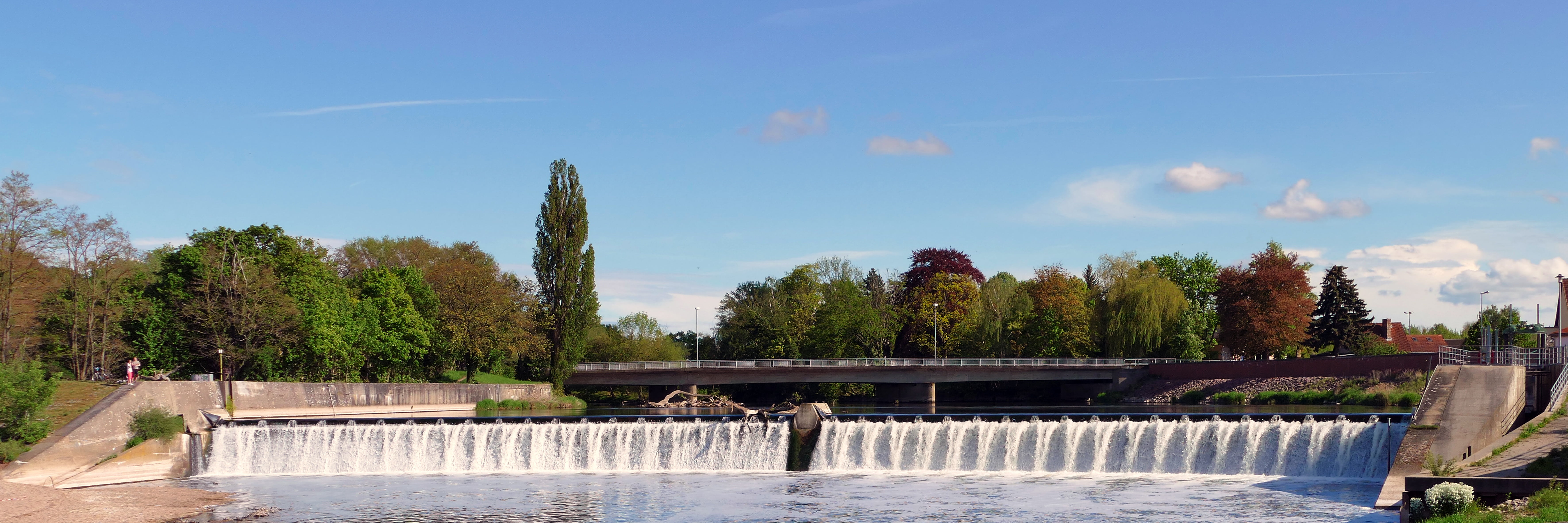 nature, built structure, tree, trough, outdoors, architecture, tranquil scene, 5K, sky, river, no people, building exterior, day, cloud - sky, lake, weir, HD Wallpaper