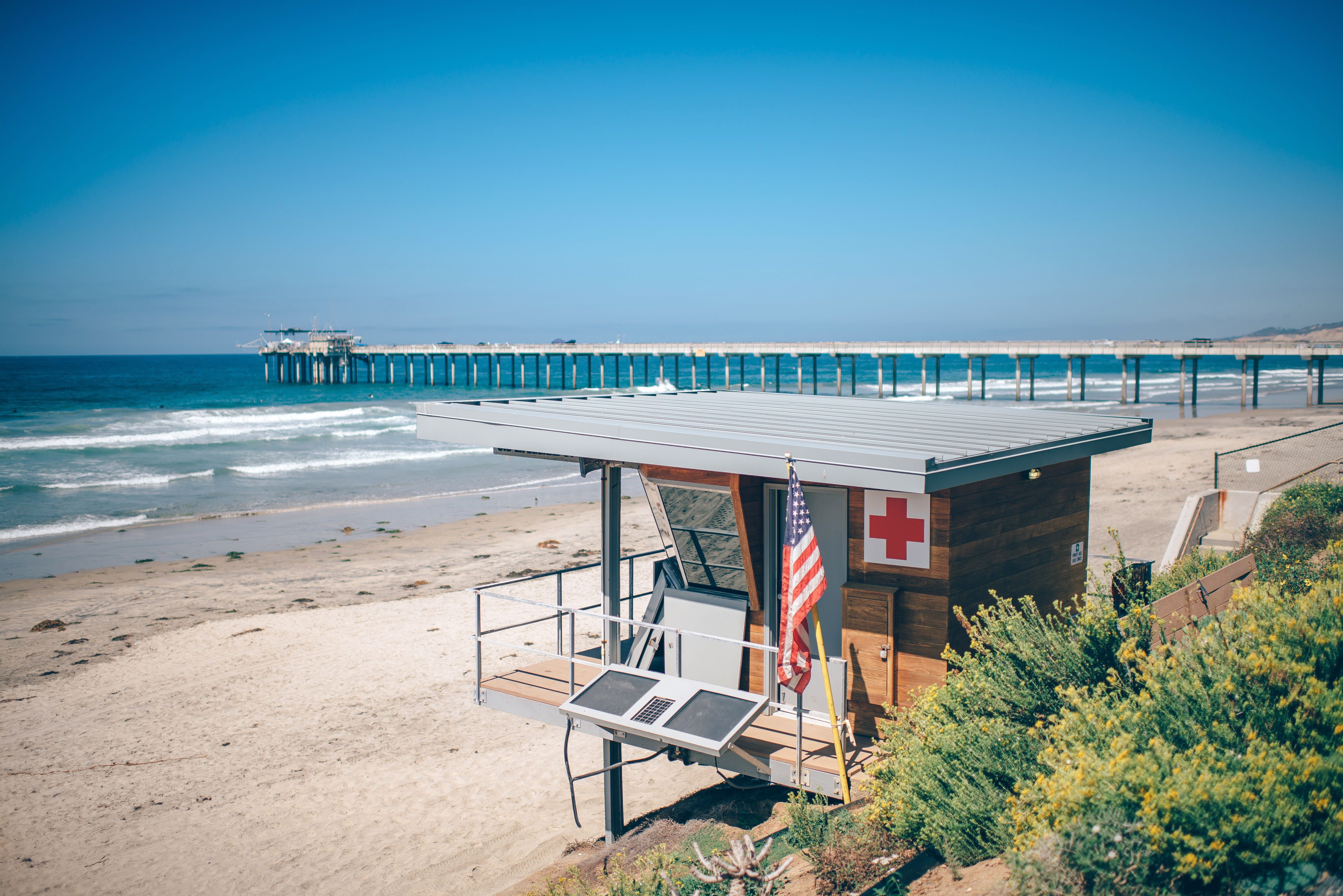 sky, no People, horizon over water, diego, guard, San Diego, water, public domain, blue, california, architecture, day, Station, United States, built structure, HD Wallpaper