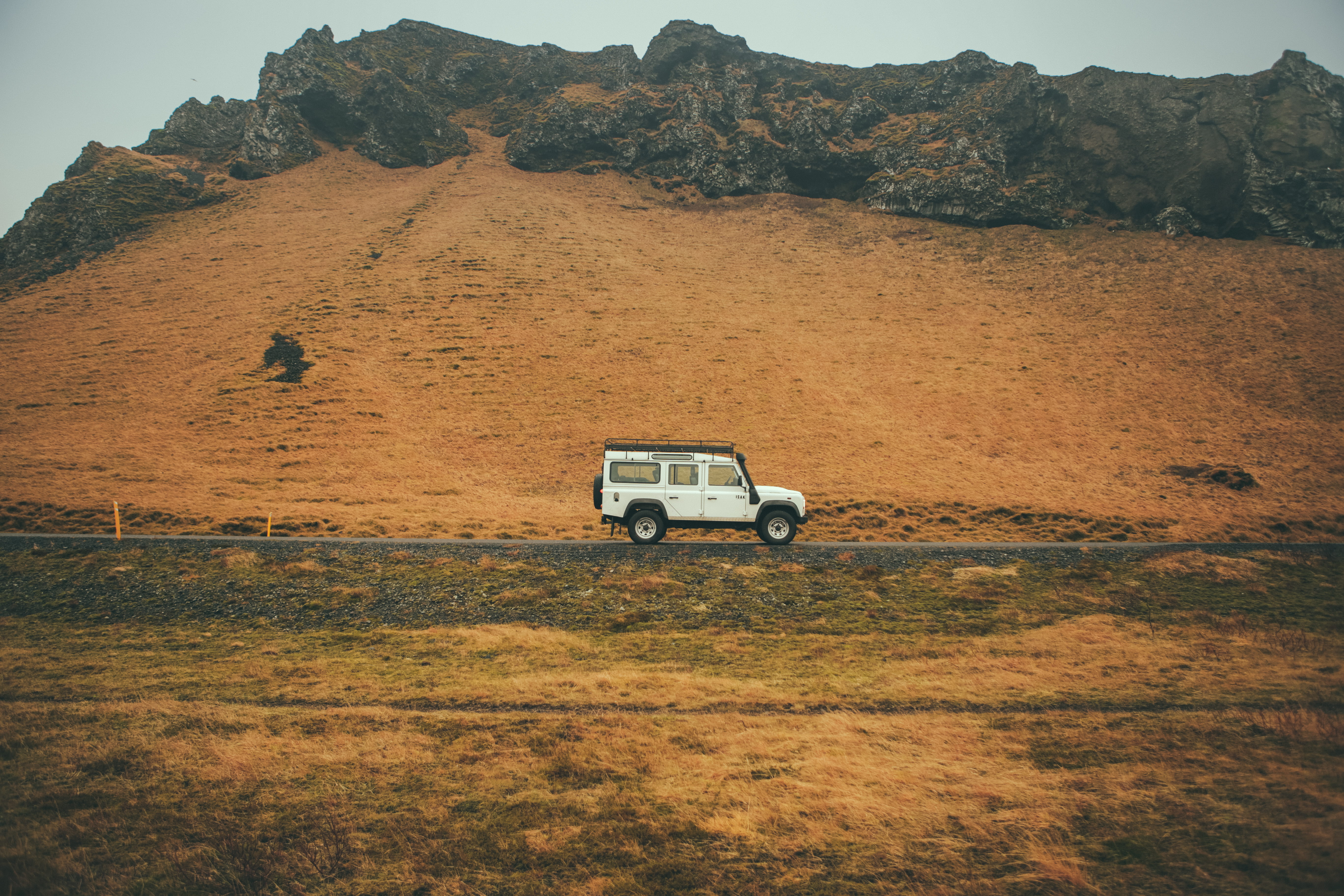 scenics - nature, off-road vehicle, automobile, land rover, place, daytime, day, cliff, rock, transportation, climate, winter, white, car, outdoors, environment, HD Wallpaper
