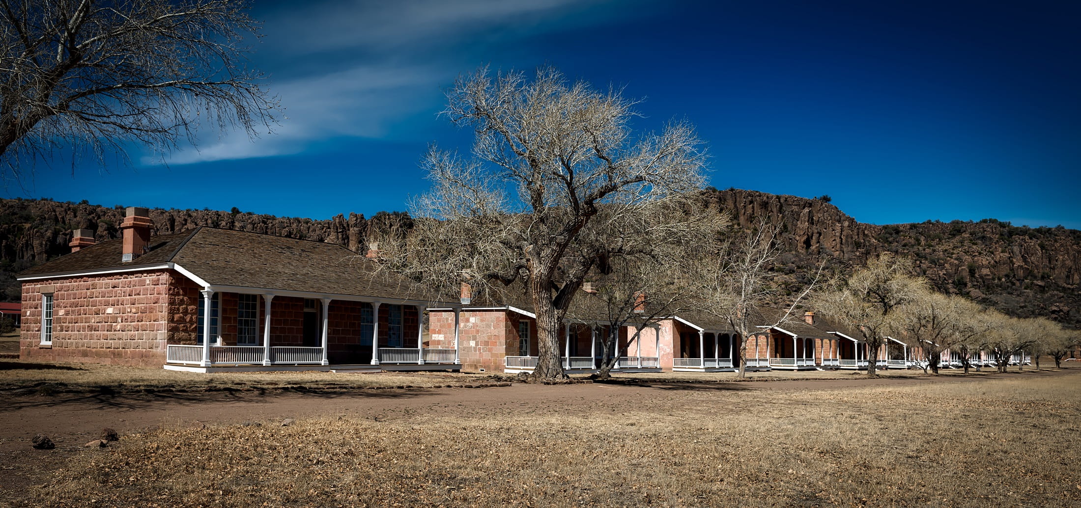 hdr, residential district, country, built structure, bare tree, history, environment, military, blue, house, nature, land, landmark, historic, army, plant, HD Wallpaper