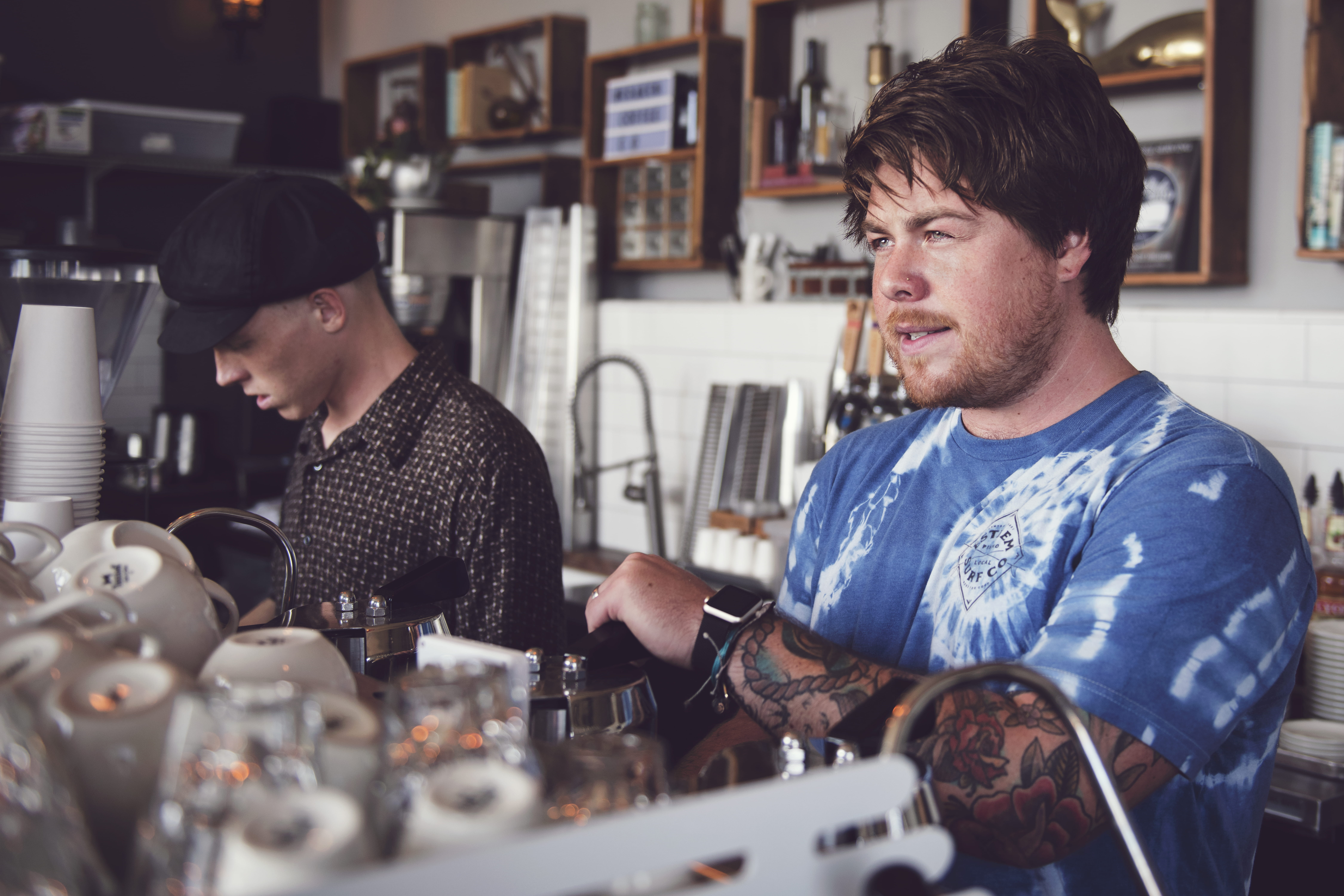 indoors, restaurant, person, pub, young adult, adult, avila beach, book, young men, kraken coffee company, footwear, preparation, pot, clothing, coffee - drink, HD Wallpaper