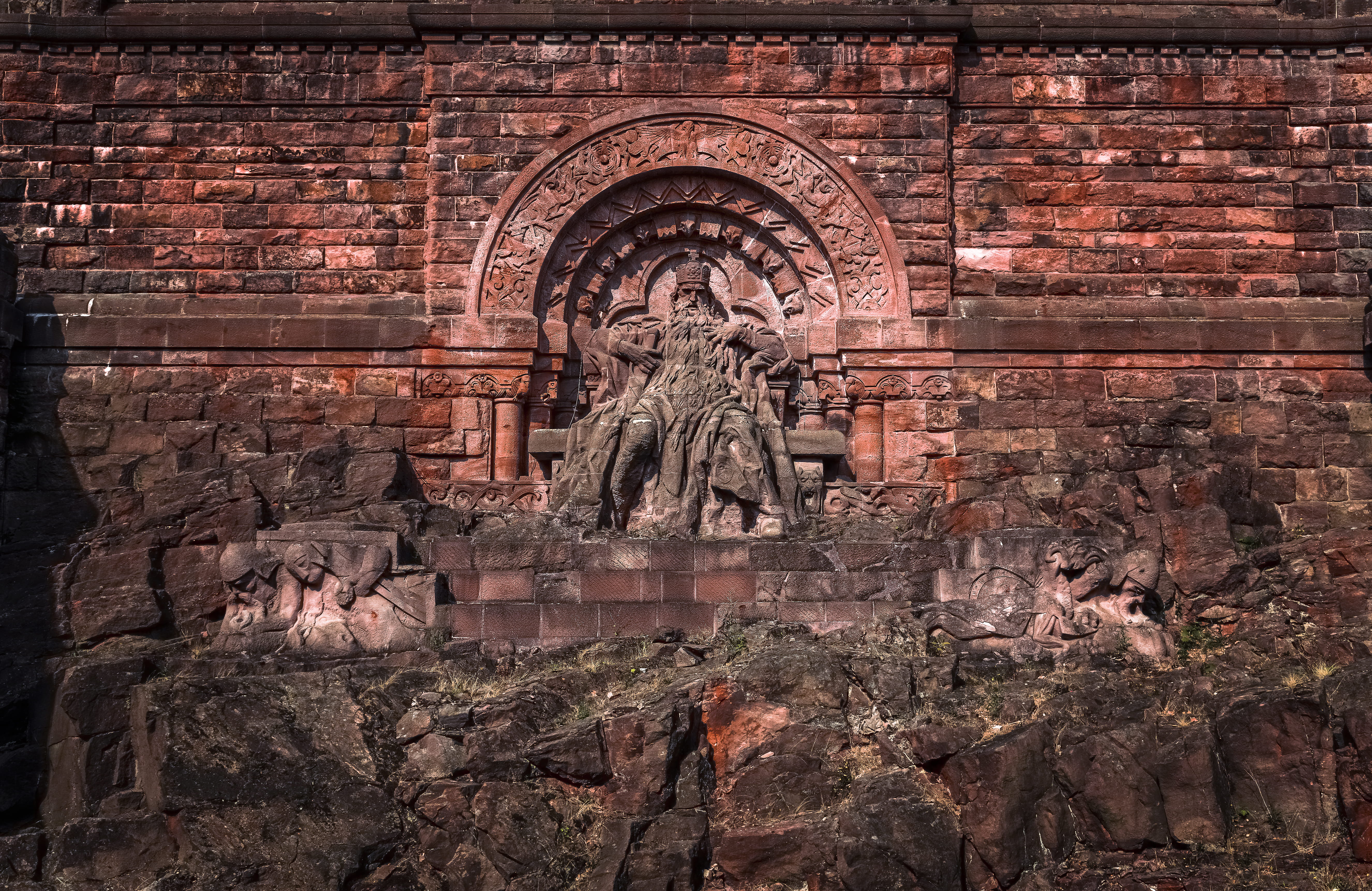 the past, barbarossa memorial, 5K, brick, history, religion, representation, carving, no people, german memorial, ancient, monument, human representation, HD Wallpaper