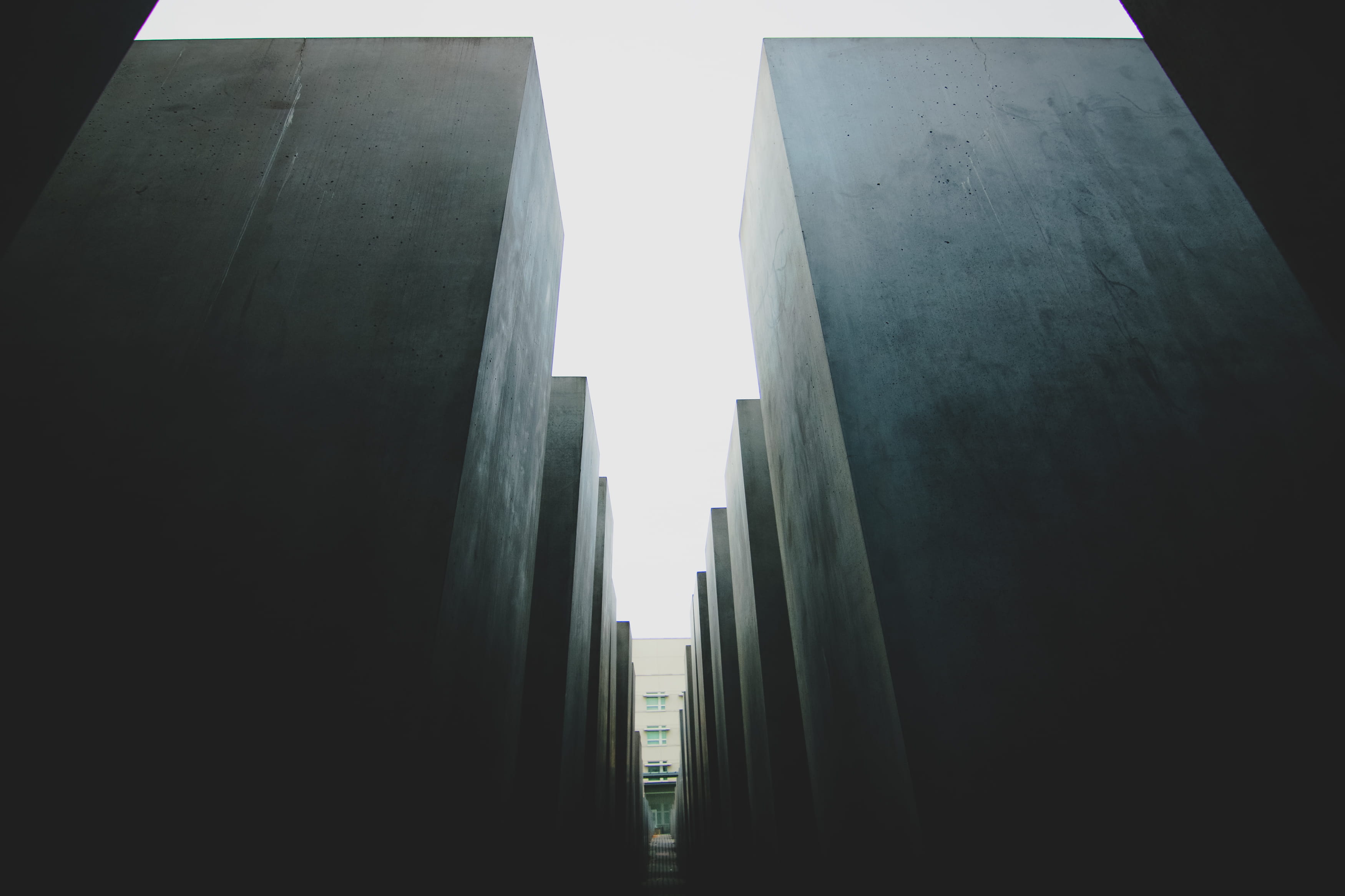 building exterior, building, low angle view, city, holocaust memorial berlin, 2K, copy space, skyscraper, germany, architecture, built structure, day, HD Wallpaper