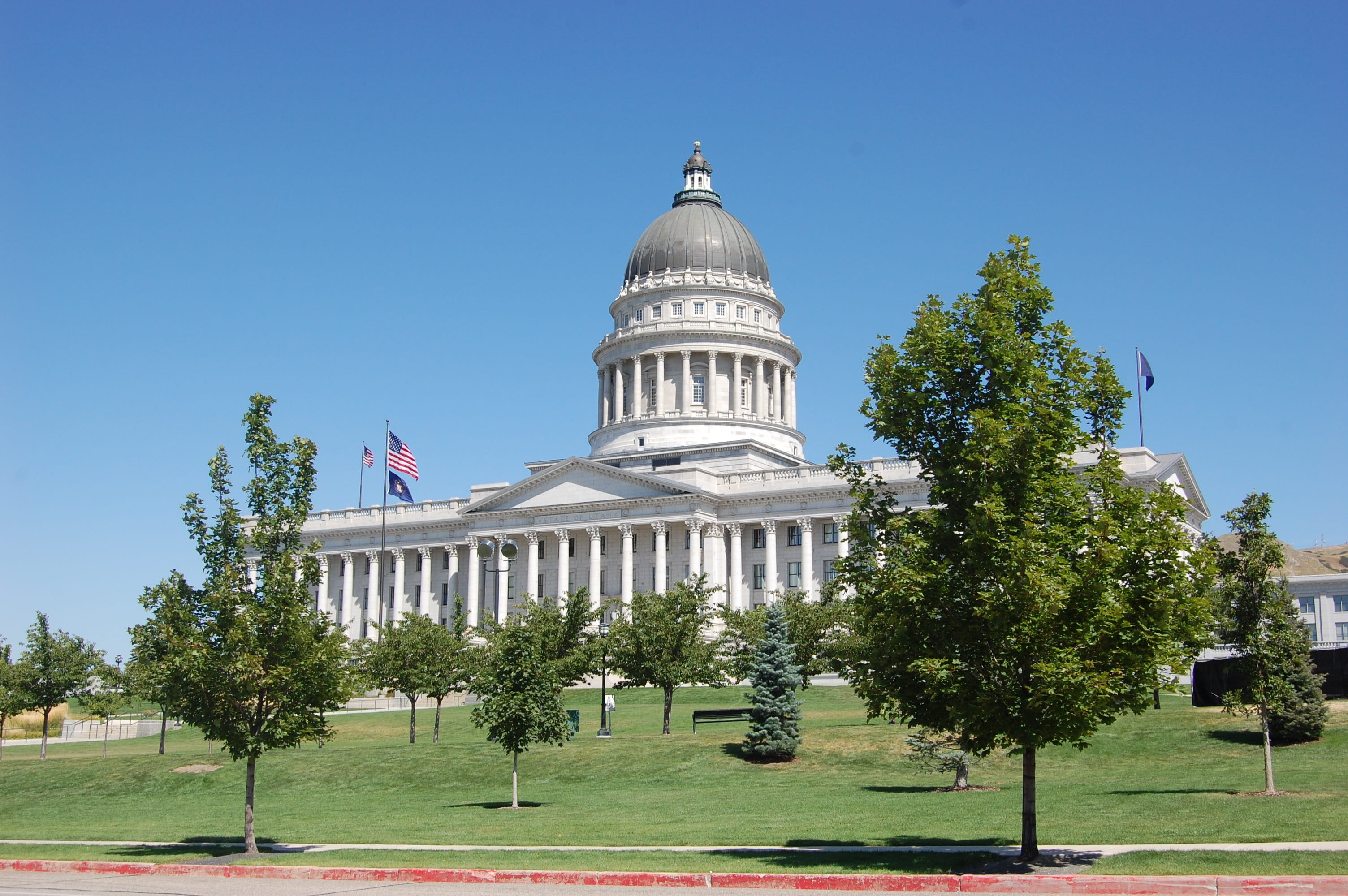 legislation, clear sky, travel destinations, utah, architecture, sky, building Exterior, dome, patriotism, republican Party, government, outdoors, federal Building, HD Wallpaper