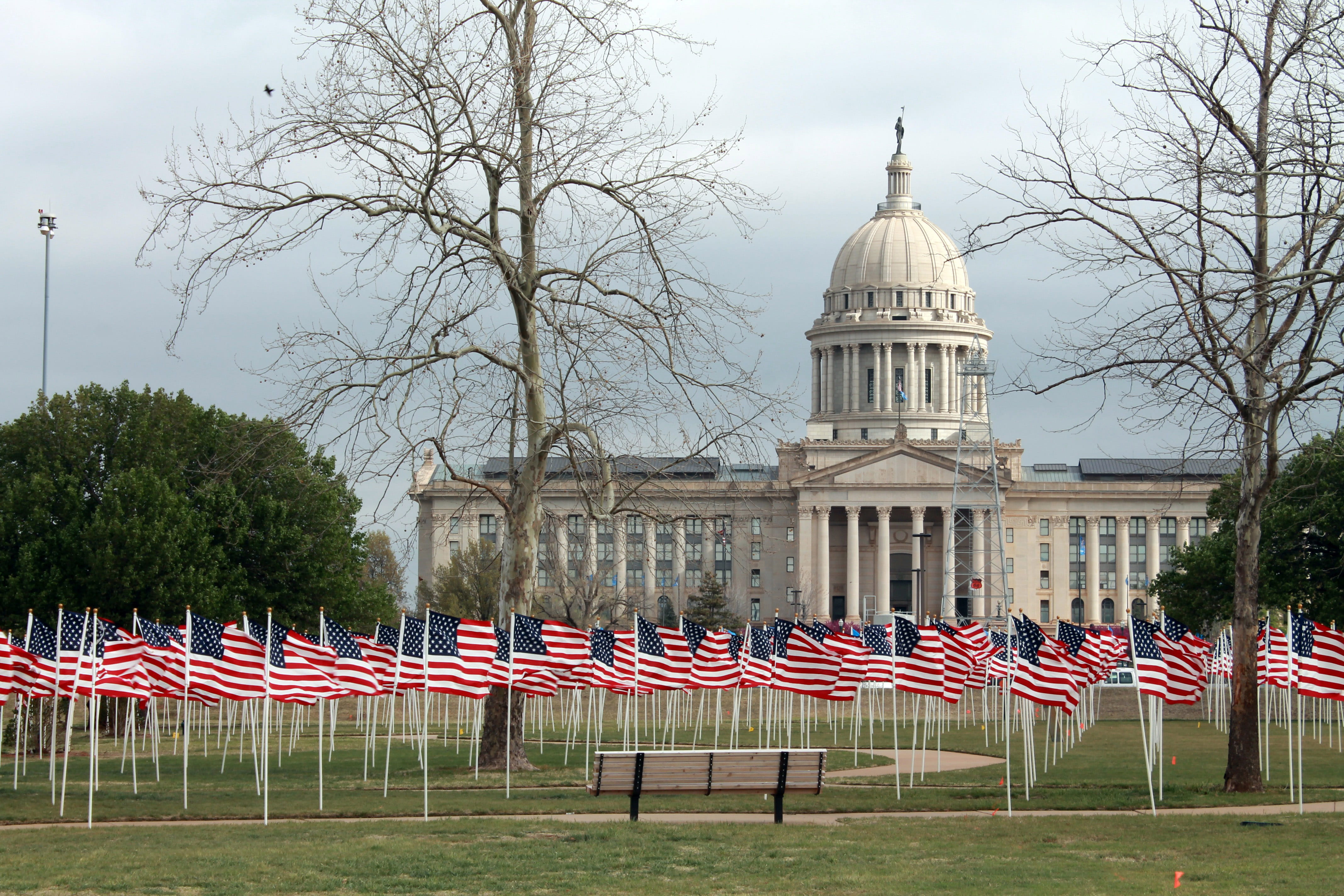 national icon, democracy, oklahoma, Children, plant, front, building, travel destinations, 4K, Oklahoma City, no people, striped, uSA, built structure, HD Wallpaper