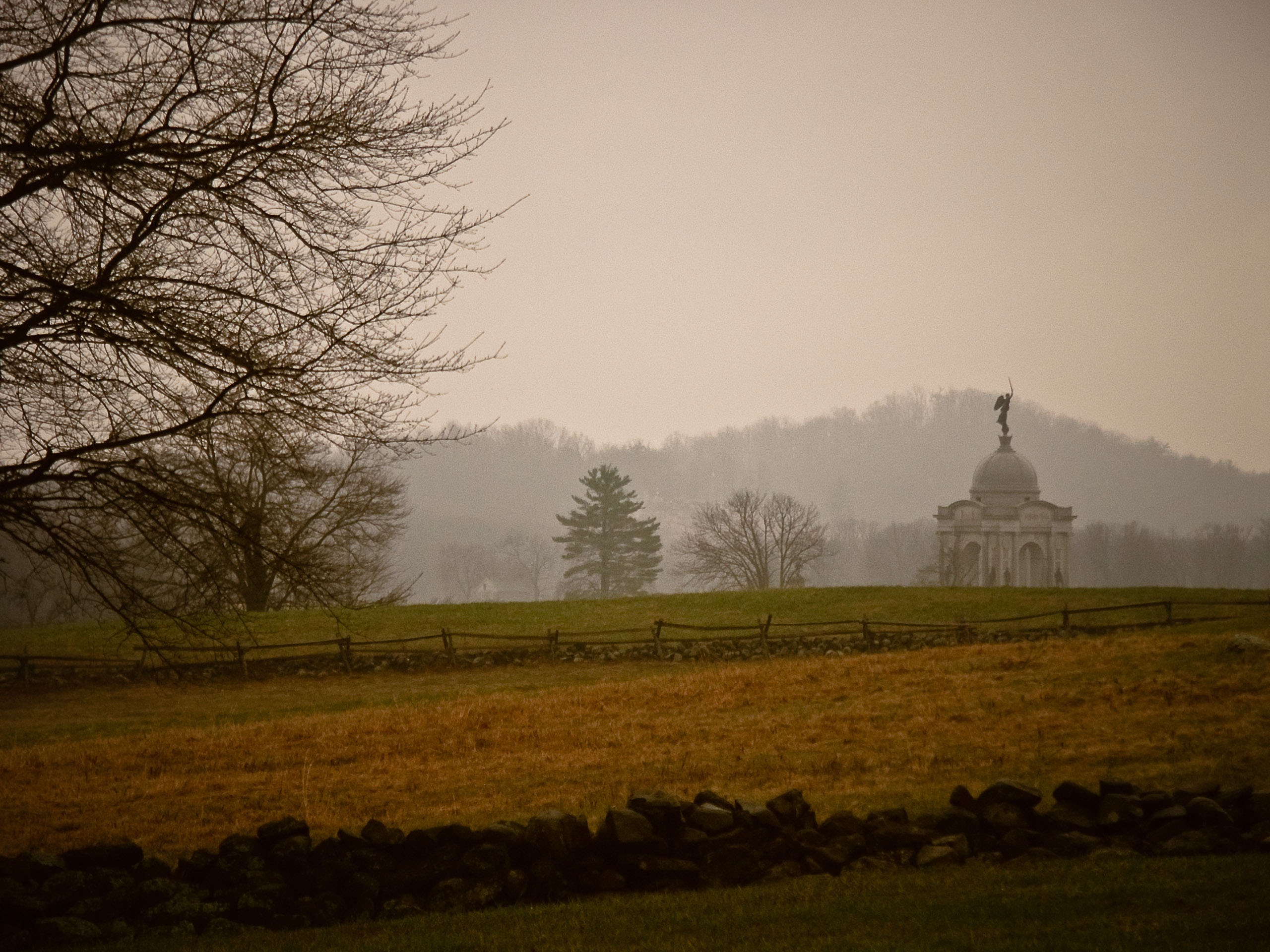 scenery, landmark, little round top, field, land, battlefield, history, belief, scenic, monument, historic, outdoors, environment, nature, landscape, no people, HD Wallpaper