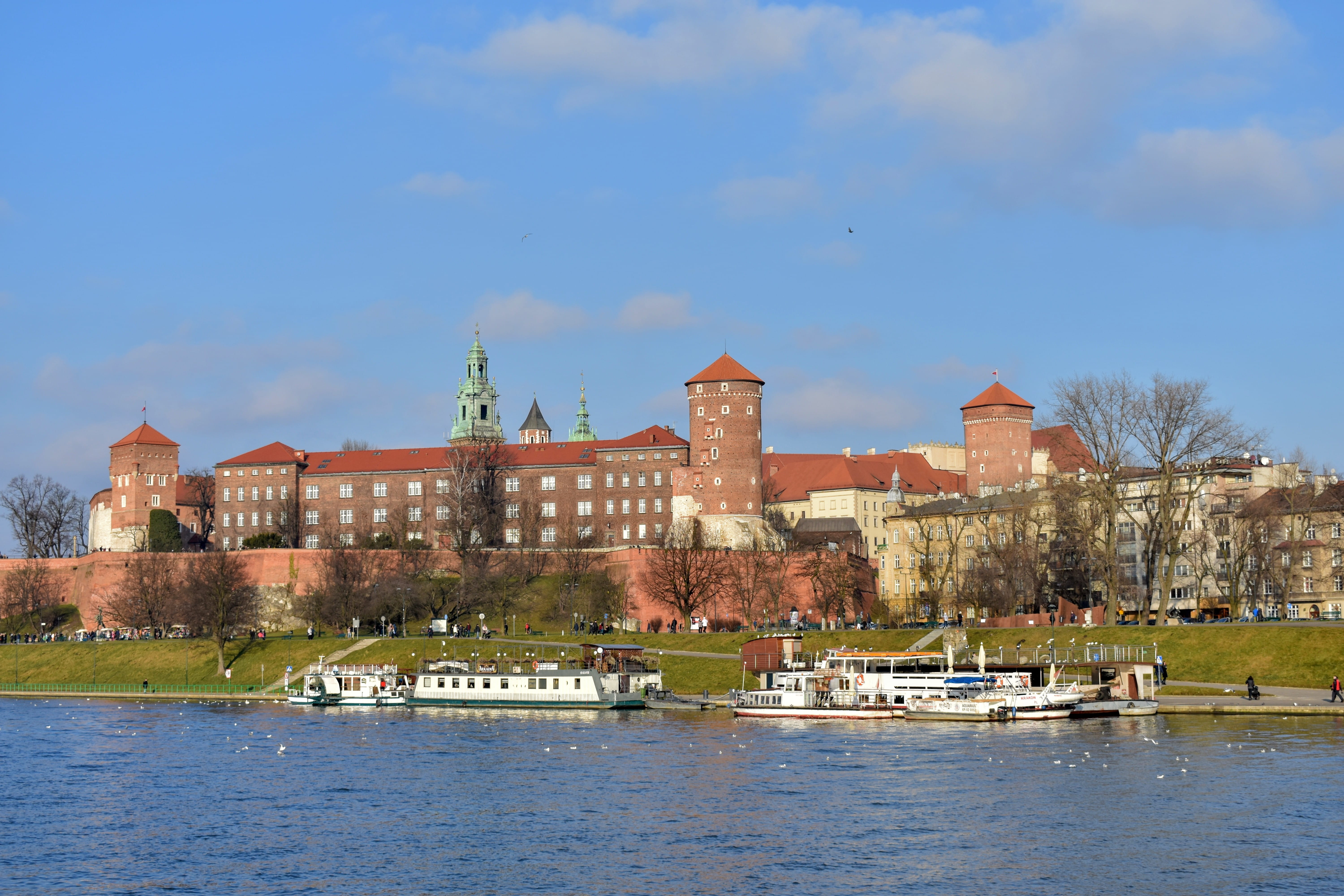 waterfront, poland, castle, no people, transportation, history, plant, nautical vessel, krakow, mode of transportation, 5K, the past, sky, building, architecture, HD Wallpaper
