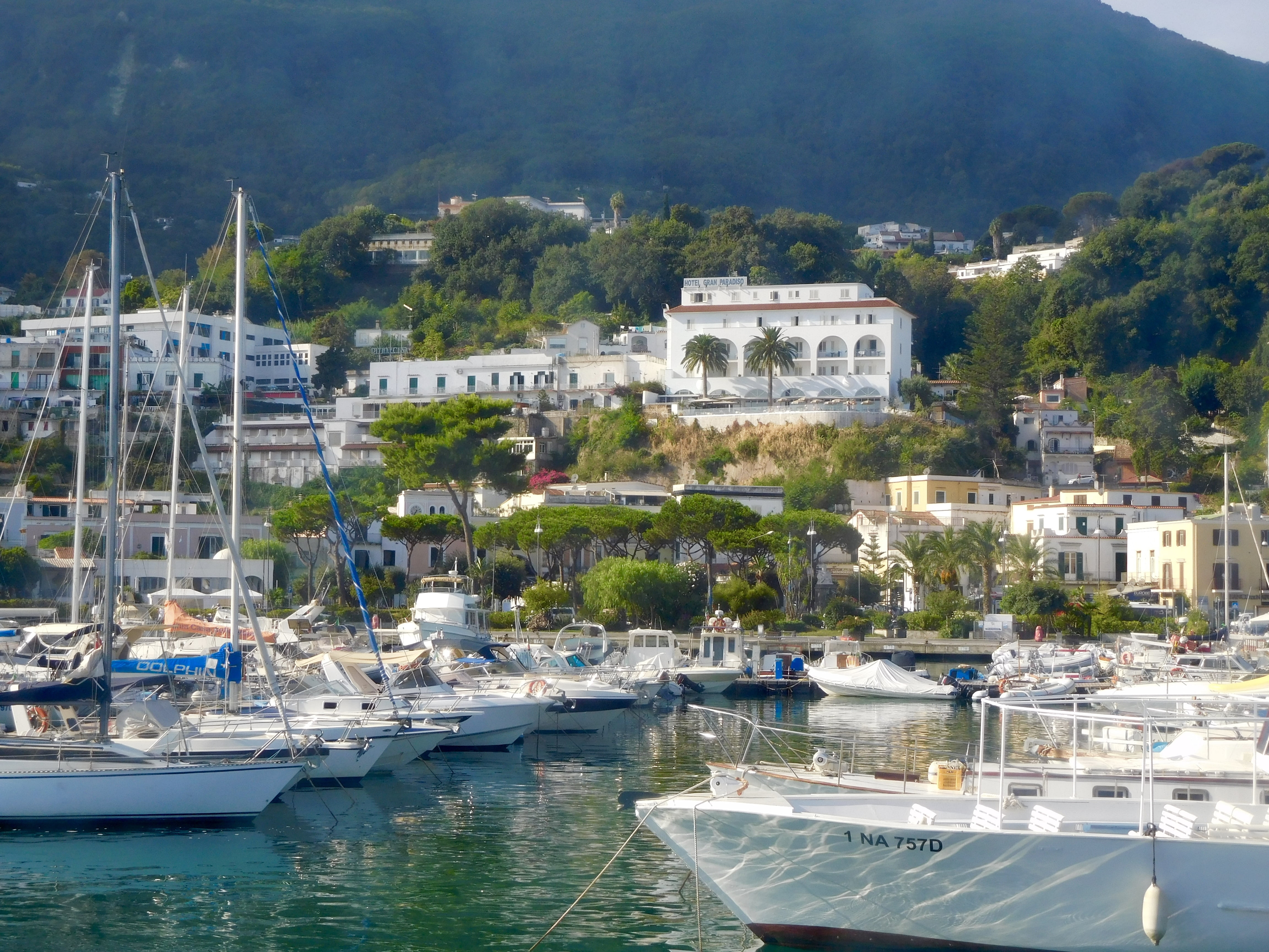 marina, mountain, Ischia, Boats, nautical vessel, nature, sea, Harbour, travel, waterfront, harbor, luxury, water, outdoors, building exterior, building, HD Wallpaper