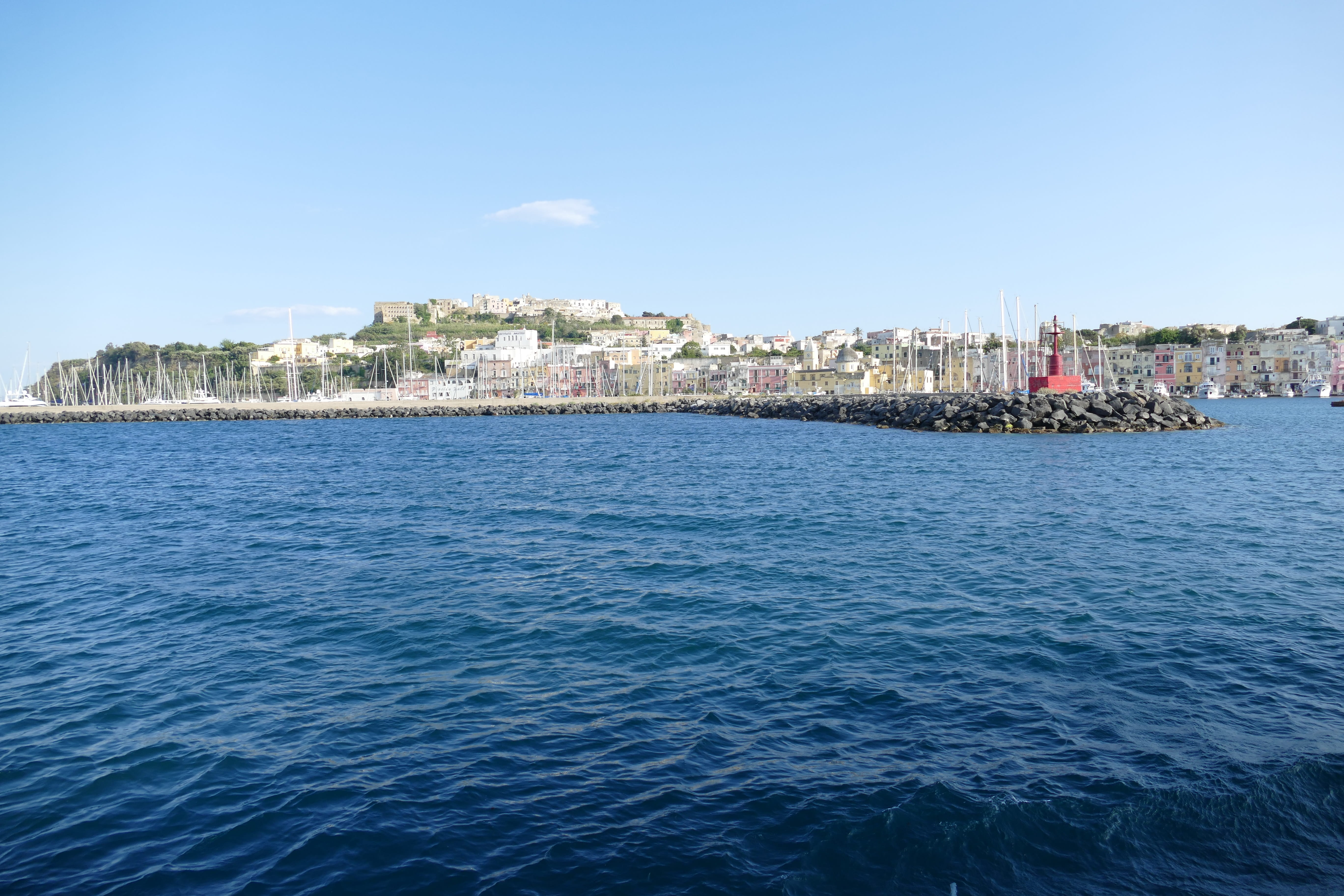 rock, castle, no people, cityscape, water, mediterranean, italy, outdoors, tourism, fortress, old town, sailboat, transportation, built structure, blue, HD Wallpaper