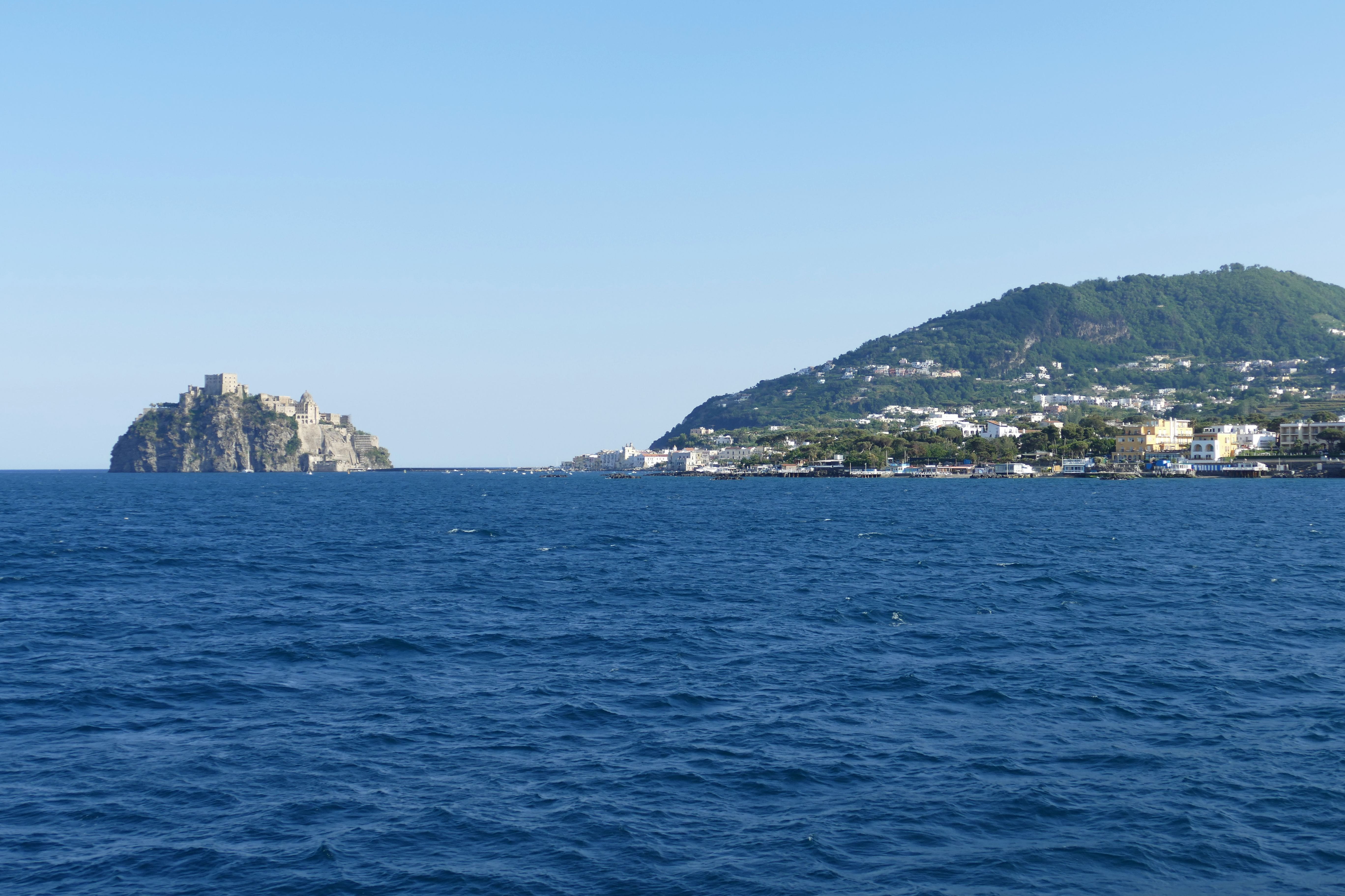 architecture, fortress, 5K, island, sea, beach, view, italy, blue, outlook, mediterranean, water, travel destinations, outdoors, built structure, waterfront, HD Wallpaper
