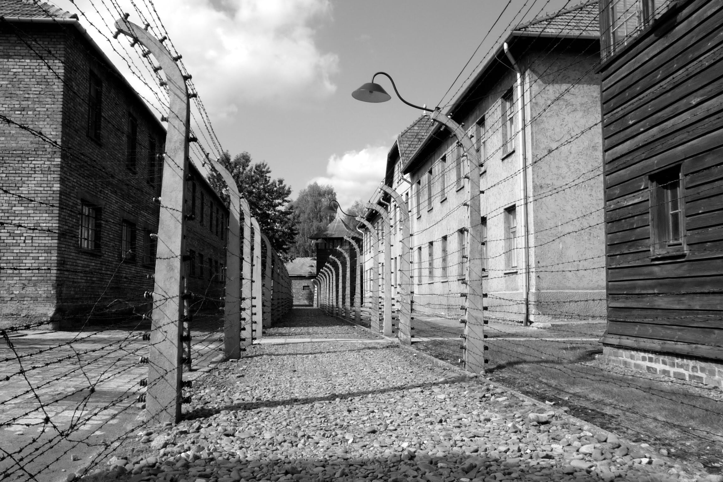 architecture, sky, alley, poland, no people, residential district, footpath, black And White, street, auschwitz, abandoned, outdoors, city, nature, day, HD Wallpaper