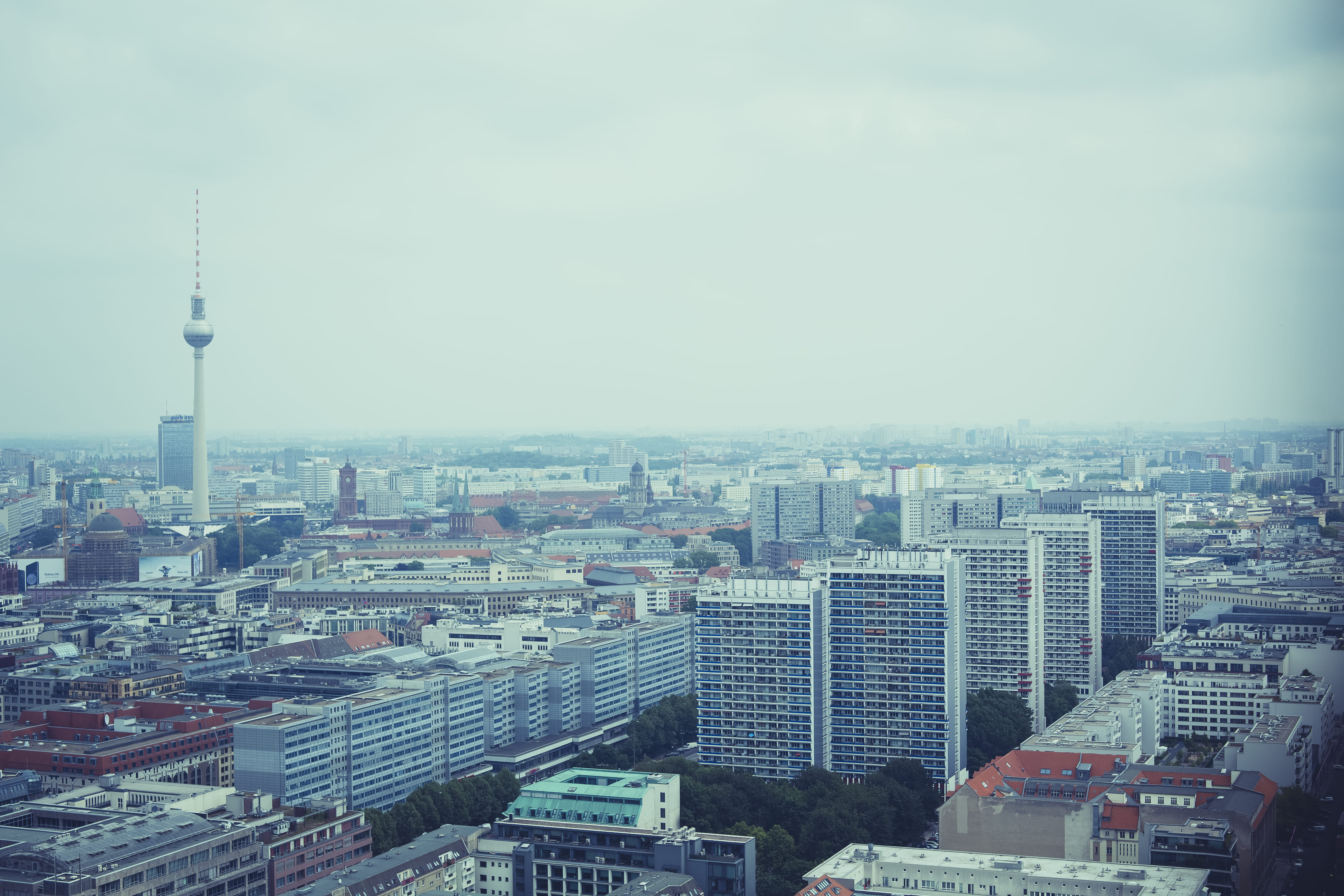 nature, day, outdoors, tower, high angle view, travel destinations, buildings, architecture, building, office building exterior, east berlin, central europe, HD Wallpaper