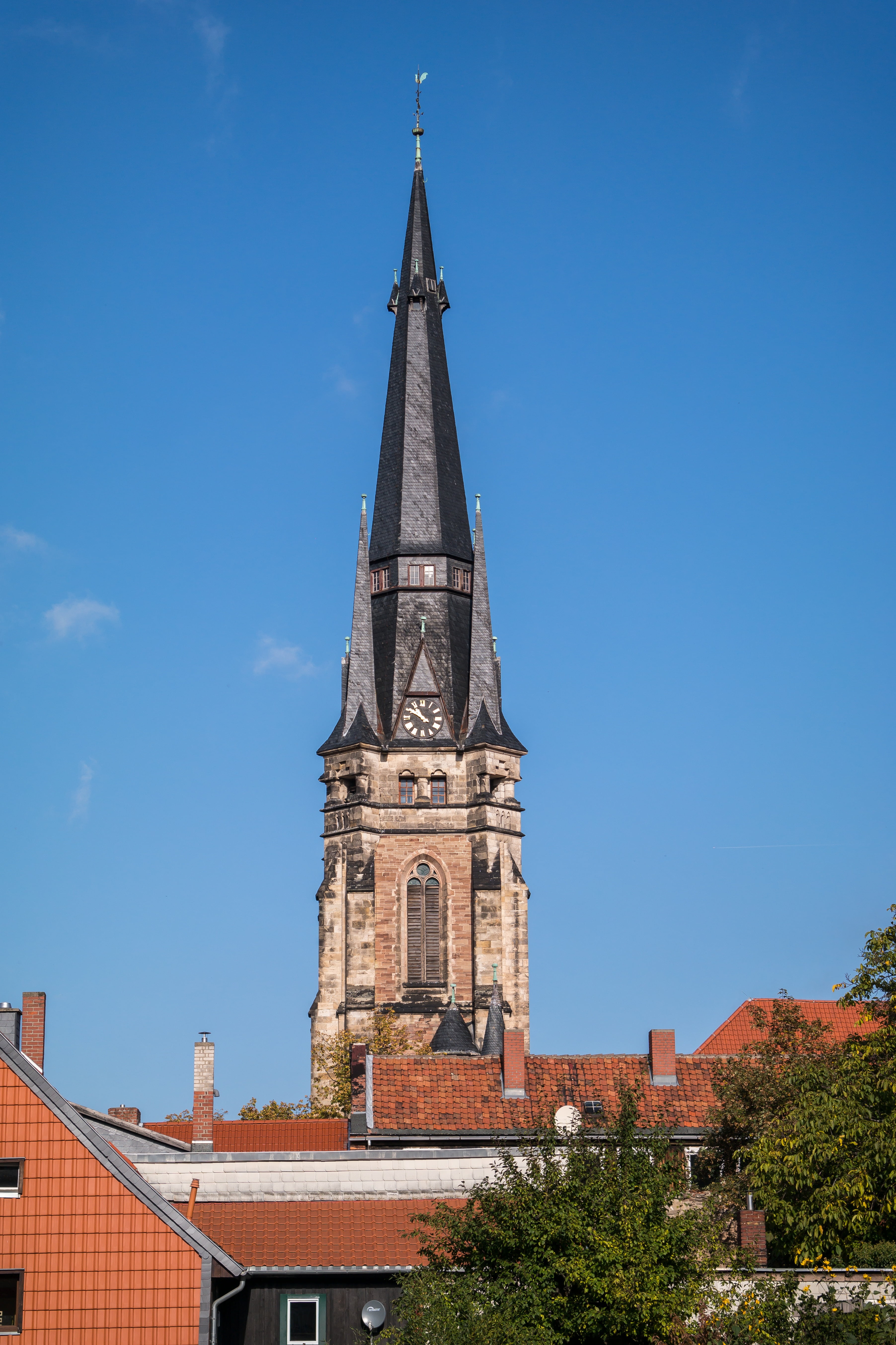 tower, great, blue, belief, building, built structure, church of our lady, day, outdoors, christianity, religion, sky, nature, 5K, clock, wernigerode, Phone HD Wallpaper