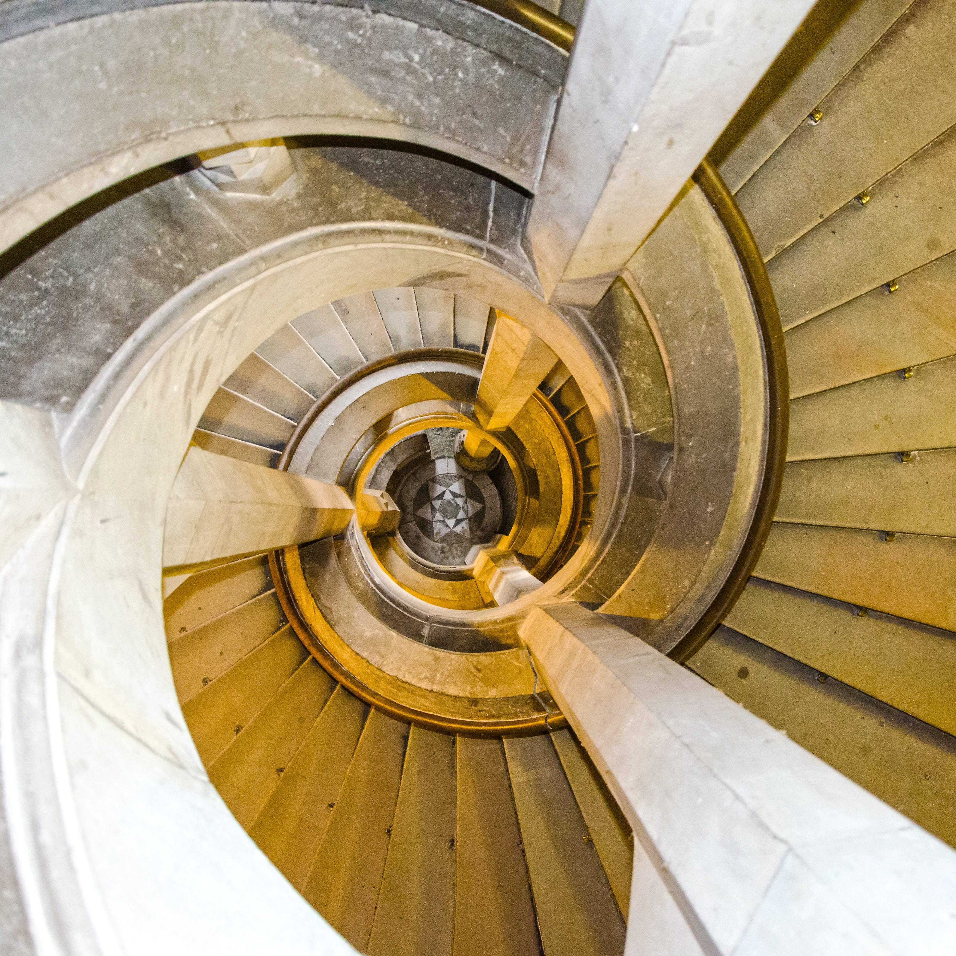 Spiral Staircase, yellow, indoors, steps and staircases, built structure, gradually, spiral, 2K, day, Architecture, Stairs, steps, high angle view, no people, Phone HD Wallpaper