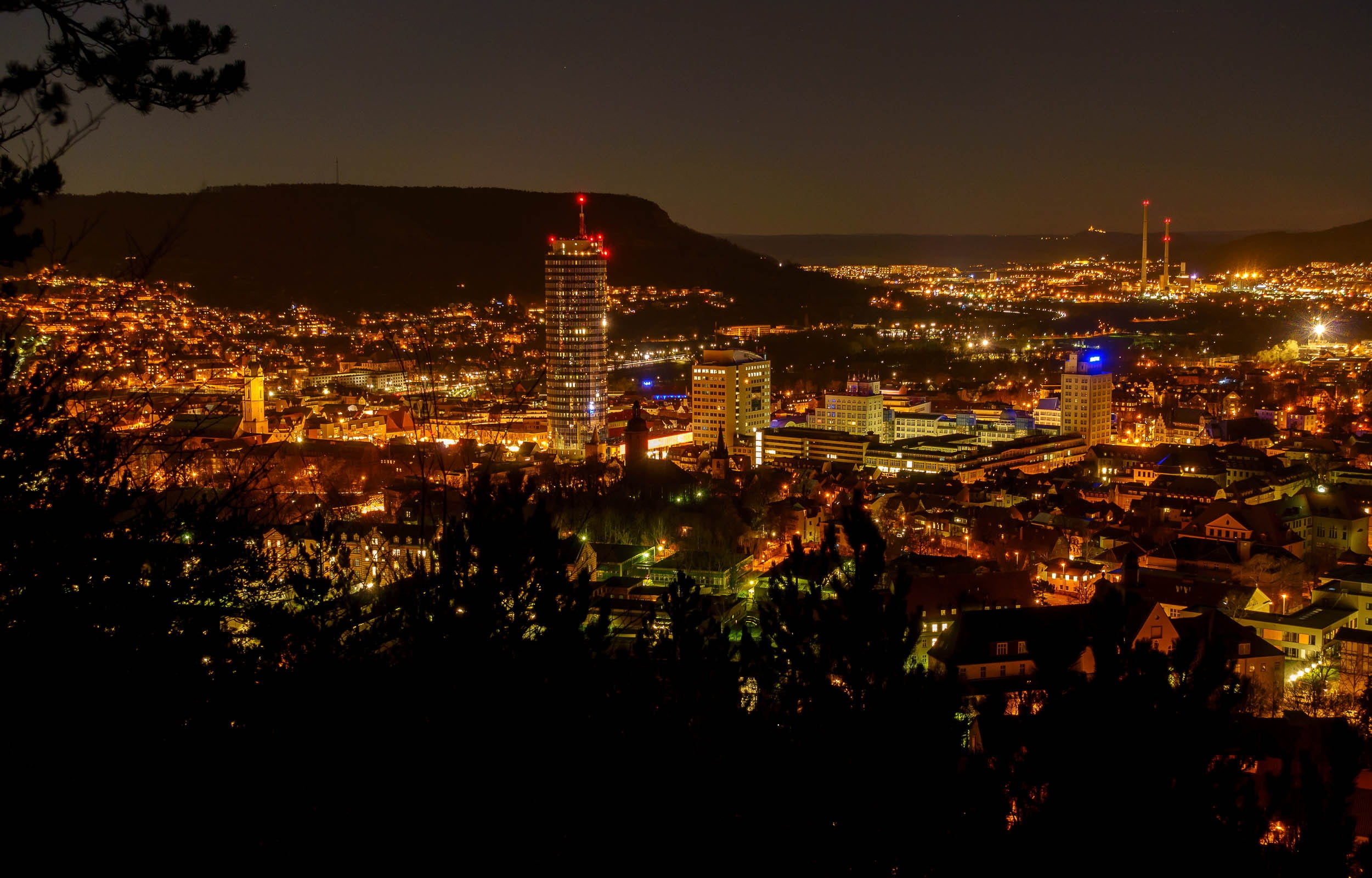 city, cityscape, jena, nature, outdoors, lights city, built structure, landgraf, plant, sky, illuminated, jena at night, high angle view, architecture, HD Wallpaper