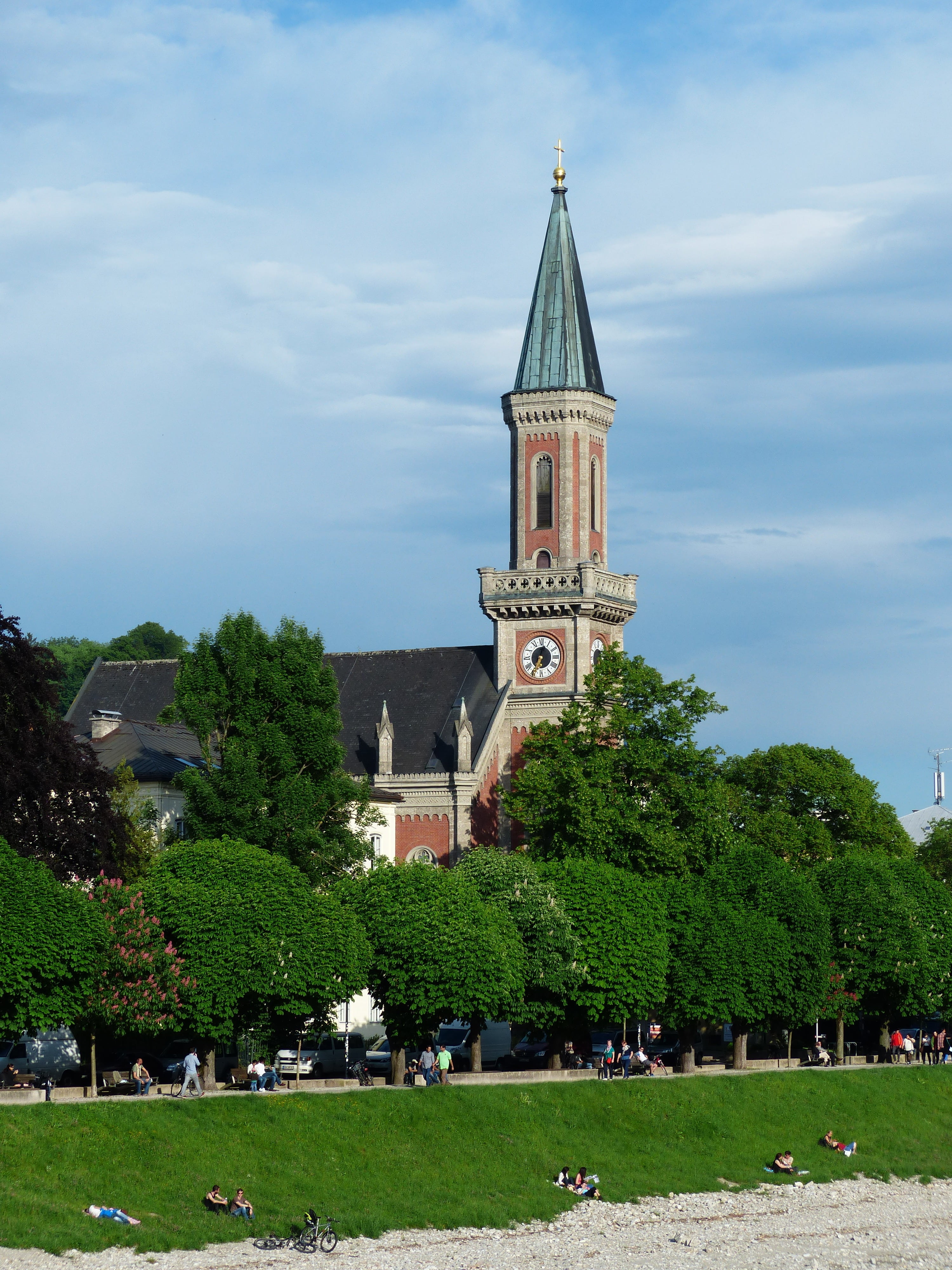 building, belief, bell floor, historic centre, built structure, austria, cloud - sky, nature, nave, day, evangelische christuskirche, facade tower, brick building, Phone HD Wallpaper