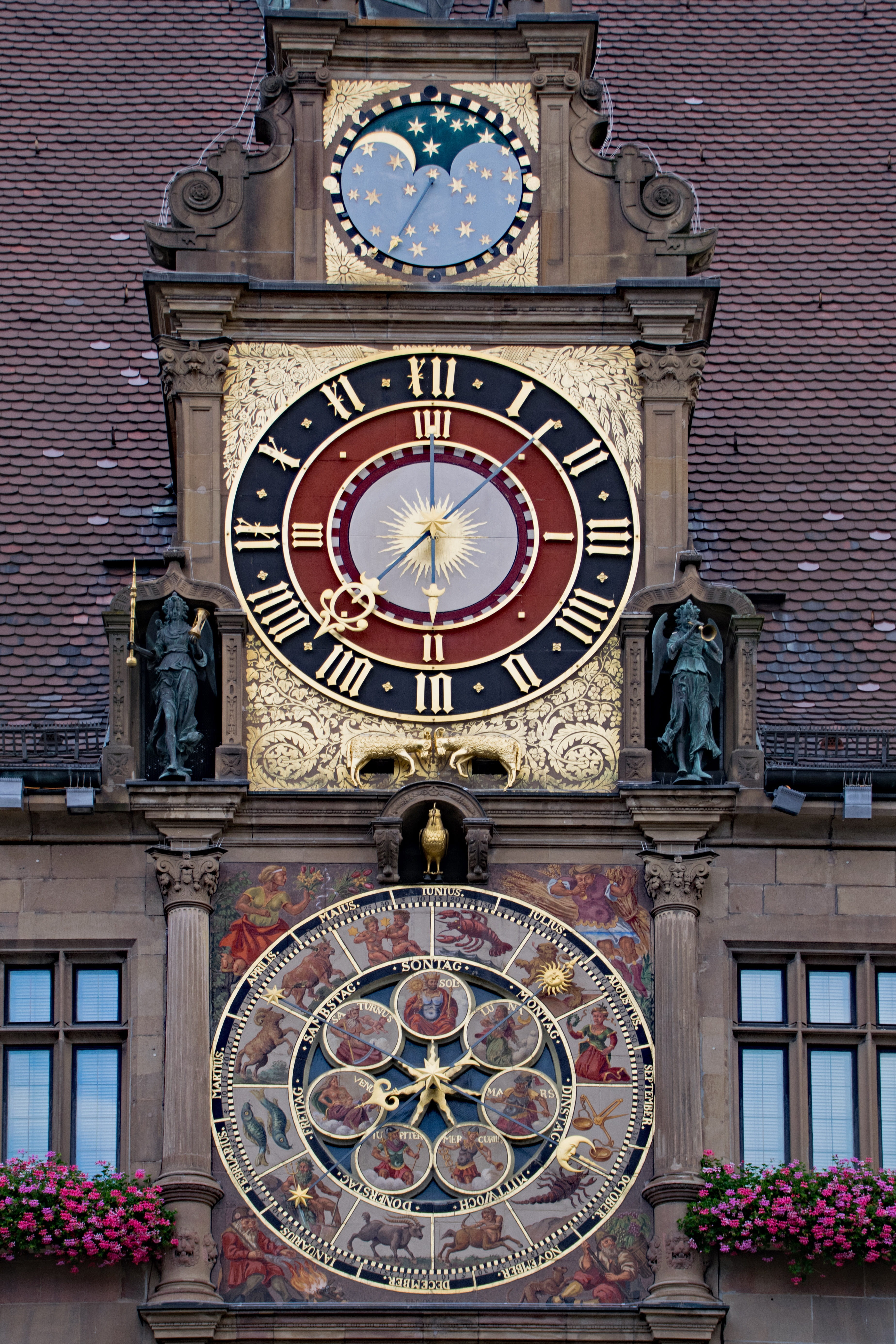low angle view, building exterior, germany, clock, tower, instrument of time, old town hall, ornate, clock face, architecture, places of interest, outdoors, Phone HD Wallpaper