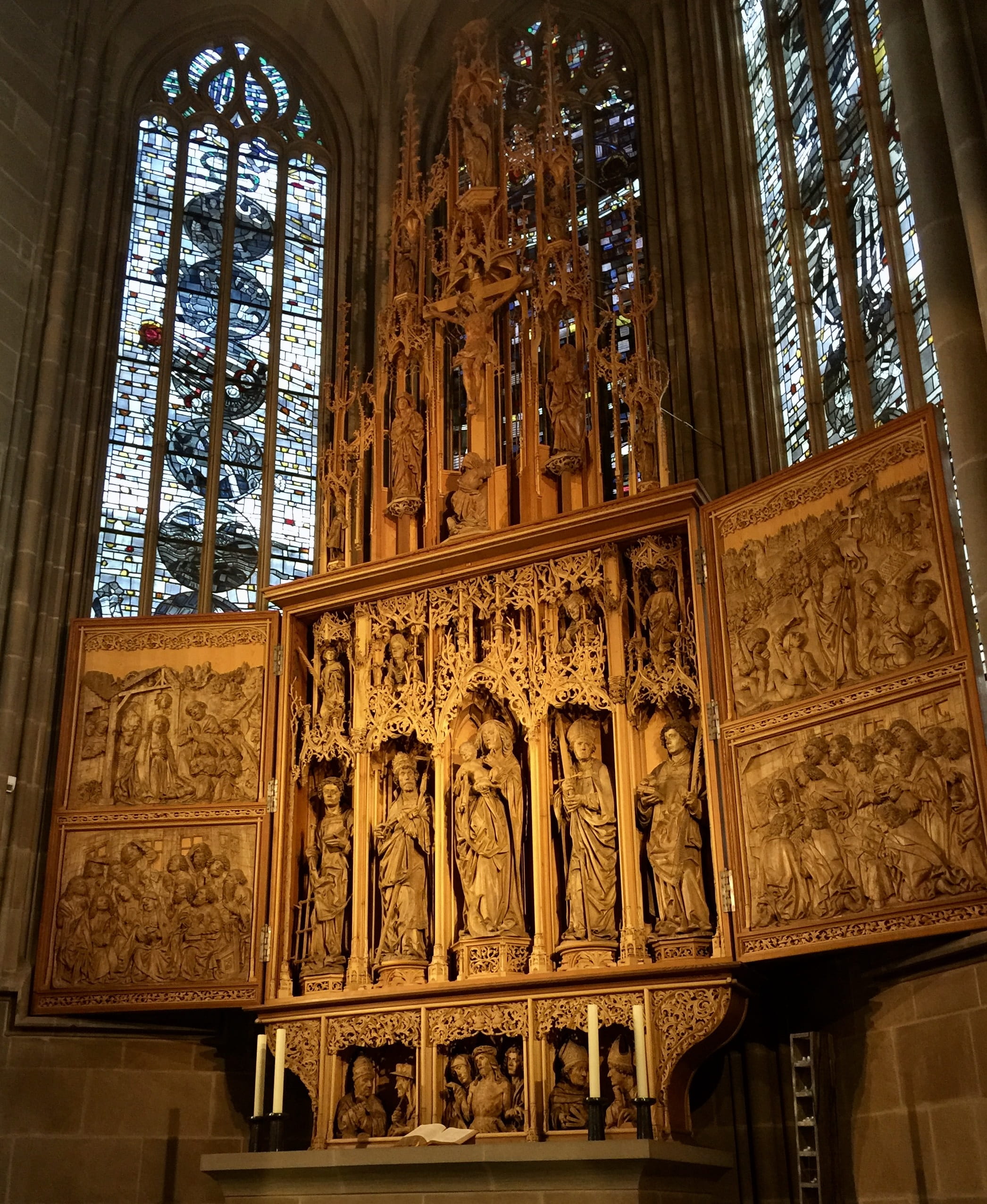 Heilbronn, ornate, day, indoors, history, carving, architecture, place of worship, gothic, window, spirituality, Saint Kilian, religion, ceiling, Church, Phone HD Wallpaper