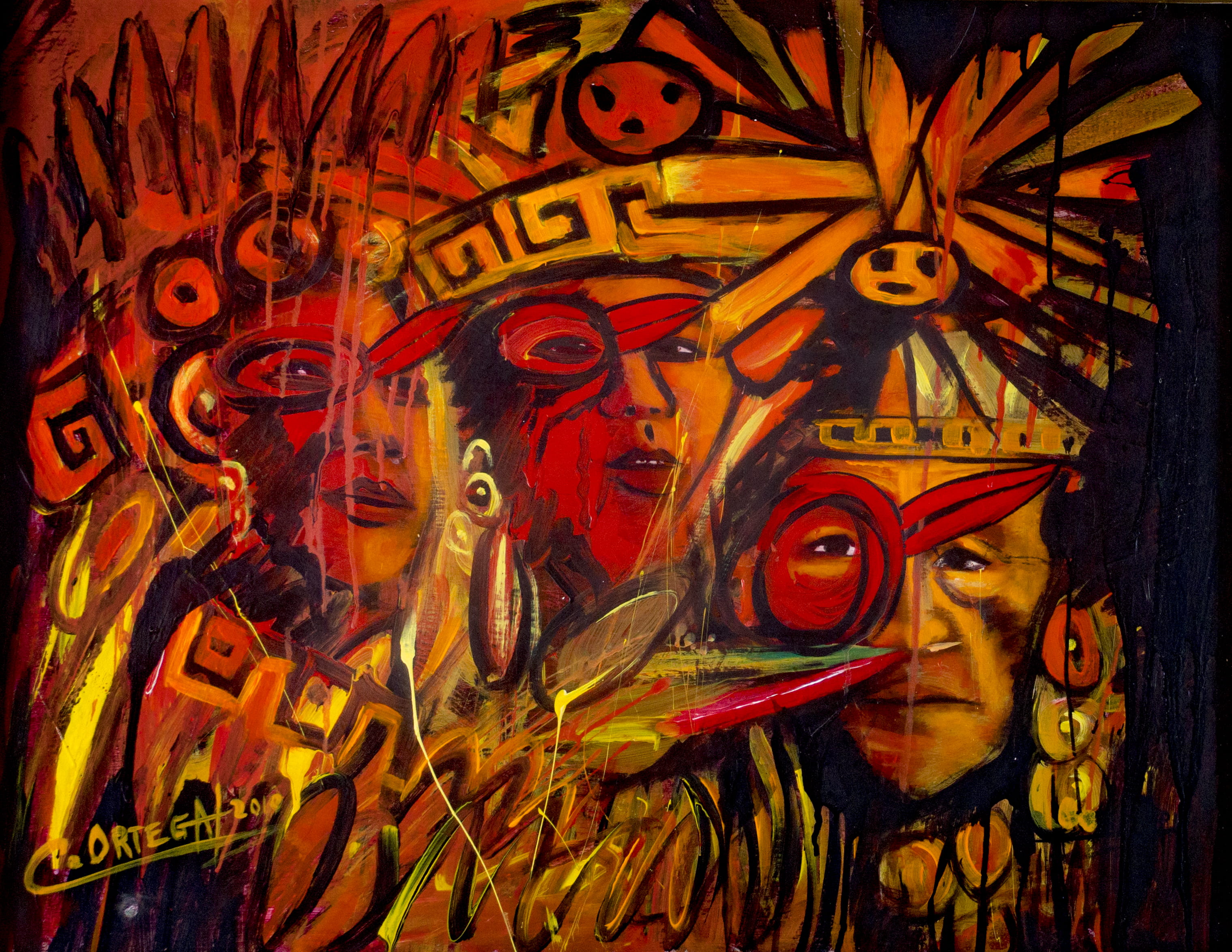 backgrounds, spirituality, paintings, craft, quito, indoors, museo templo del sol pintor cristobal ortega maila, painters, representation, ecuador, male likeness, HD Wallpaper