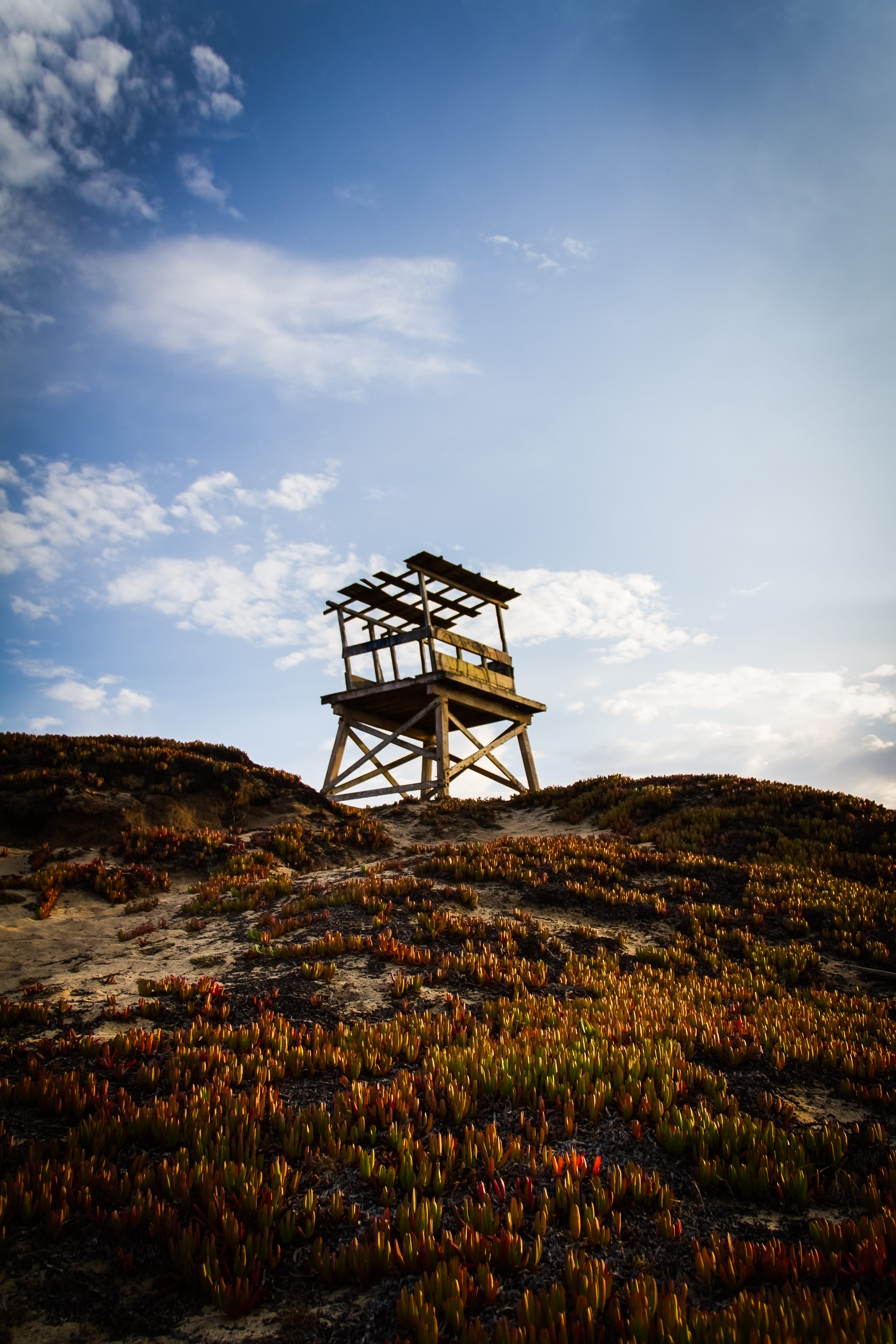 no people, cloud - sky, sunrise, land, idyllic, beauty in nature, 5K, tranquil scene, guardtower, california, tranquility, landscape, coast, field, tower, Phone HD Wallpaper