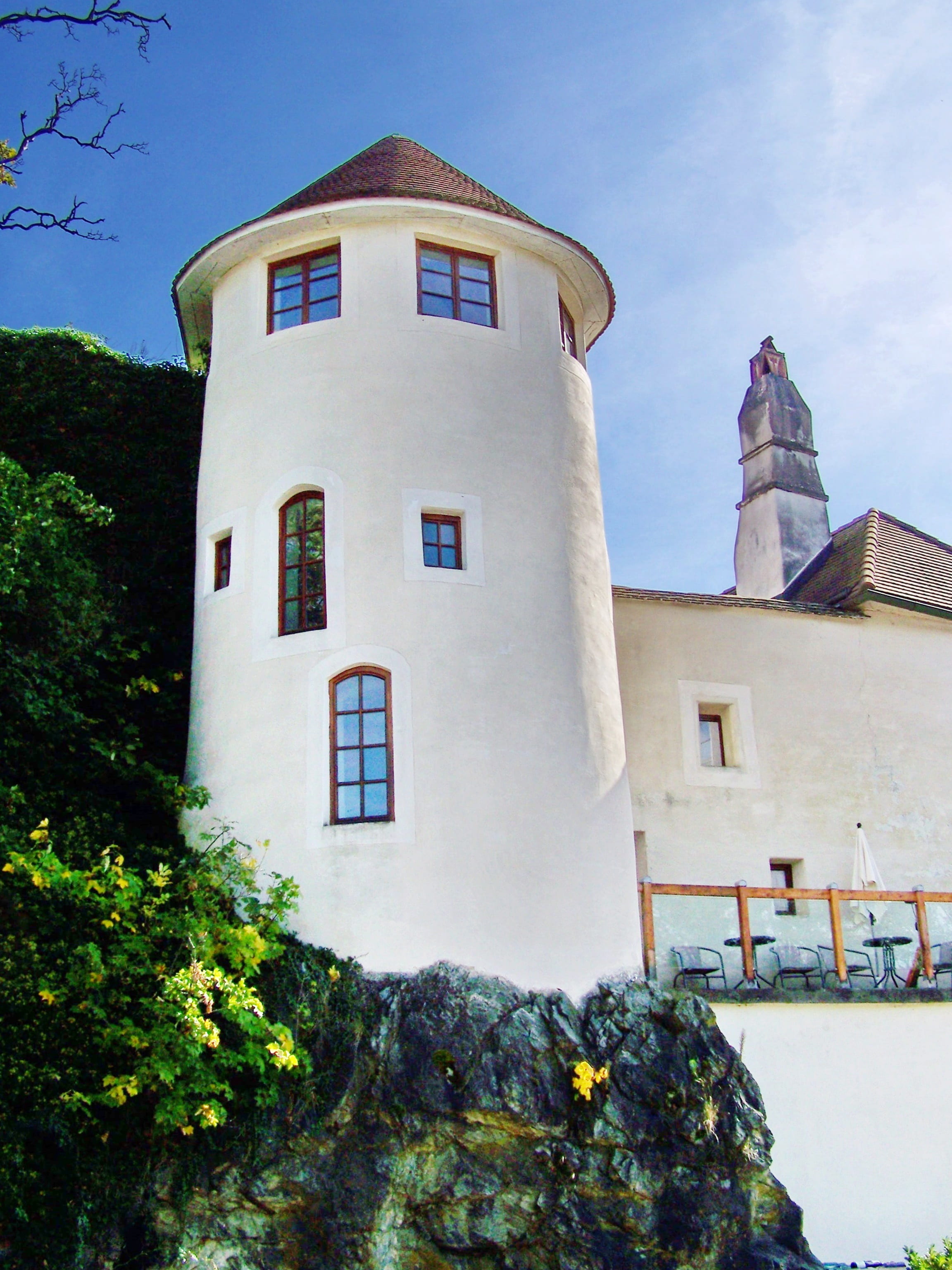 place of worship, tree, low angle view, building exterior, plant, tower, melk, no people, watchtower, 2K, house, blue, the past, austria, architecture, Phone HD Wallpaper