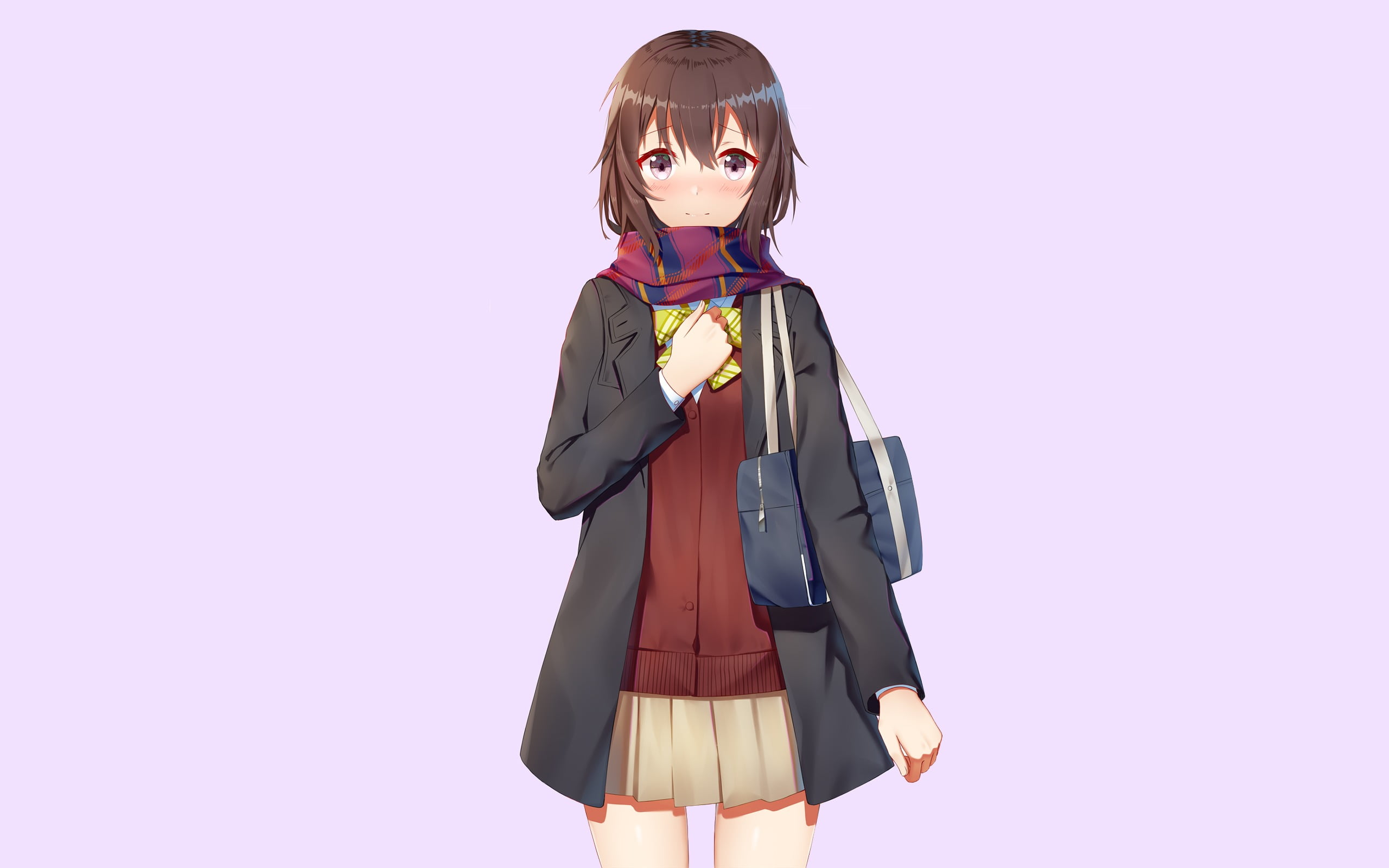 Hoshinomori Chiaki, one person, front view, indoors, hairstyle, cut out, women, anime girls, looking at camera, three quarter length, clothing, white background, HD Wallpaper