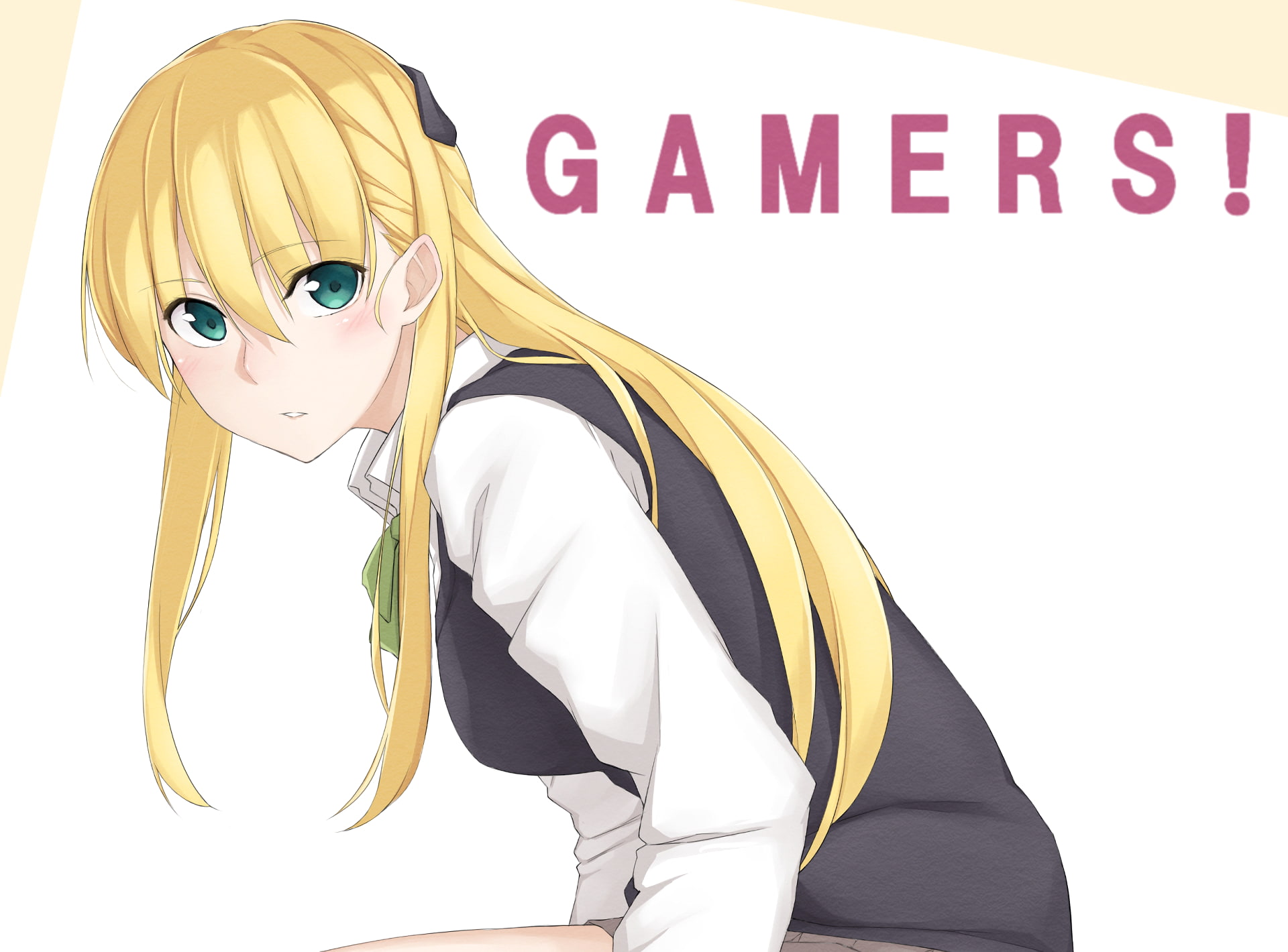 clothing, yellow, indoors, hat, 1080P, one person, western script, gamers!, Karen Tendou, lifestyles, portrait, males, anime girls, sunglasses, glasses, HD Wallpaper