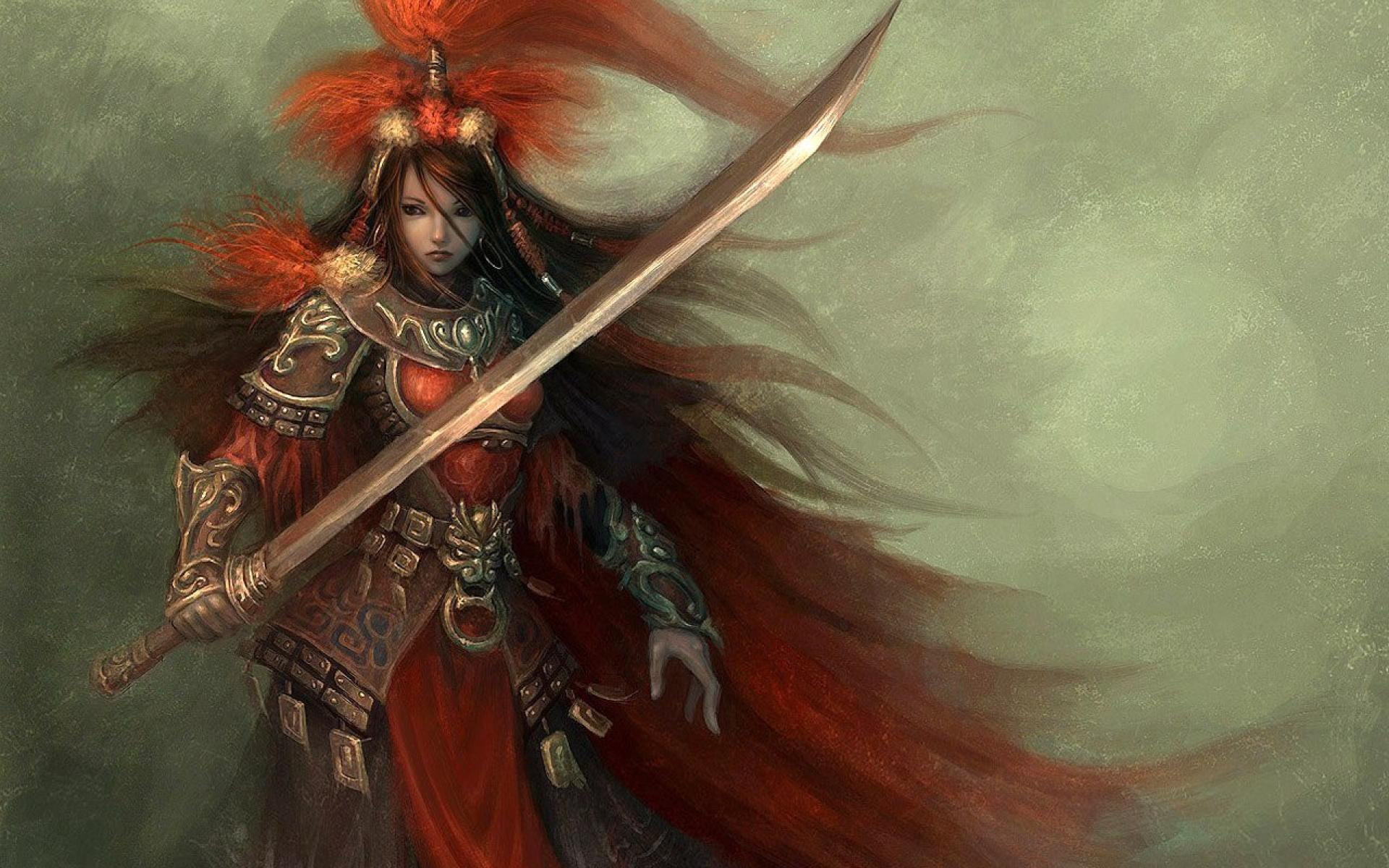 anime girls, fantasy girl, Gamer, 1080P, fantasy art, sword, HD Wallpaper
