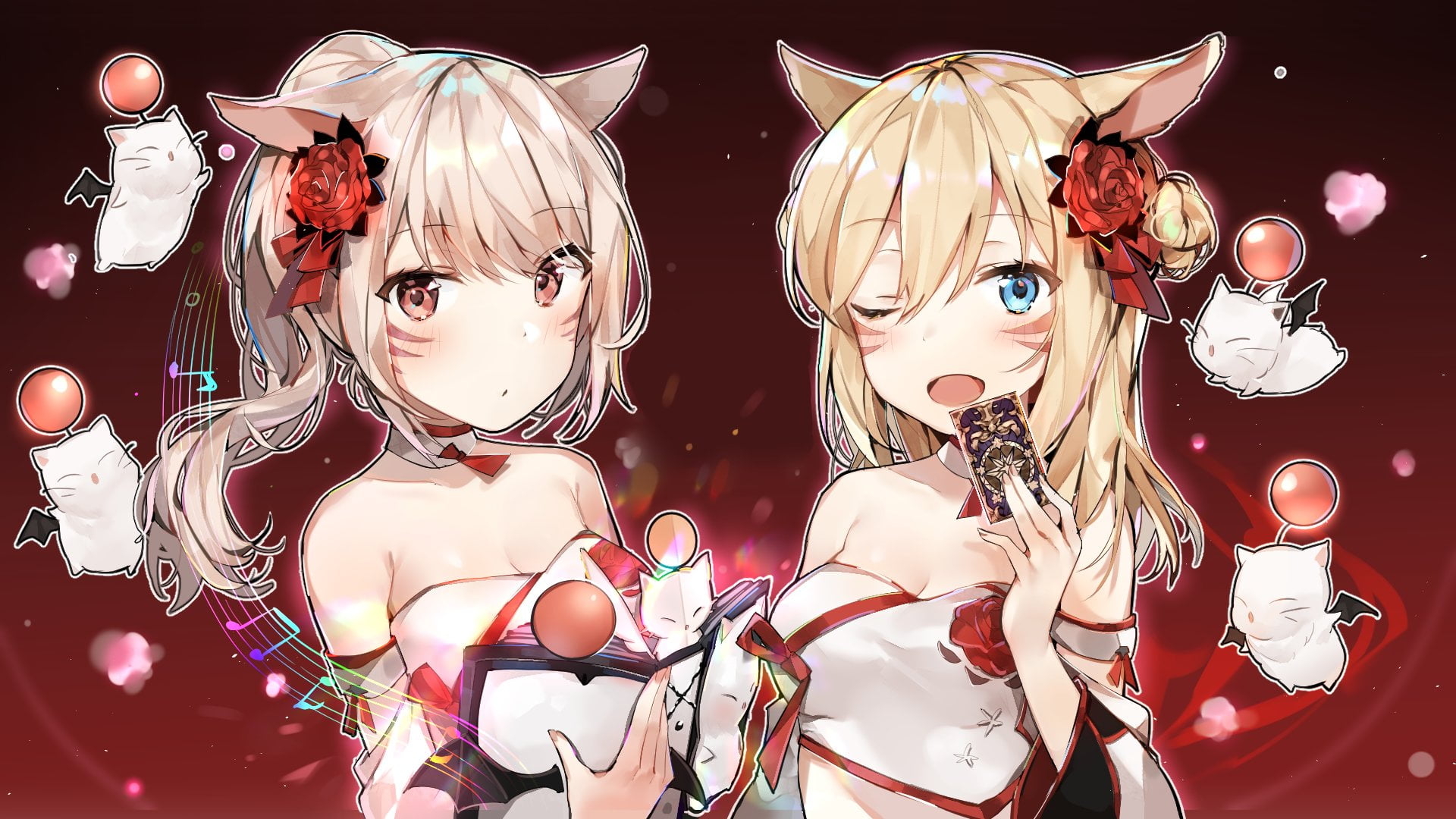 gamer grill, Final Fantasy XIV, animal ears, 1080P, Comic Girls, anime girls, anime, comic art, HD Wallpaper