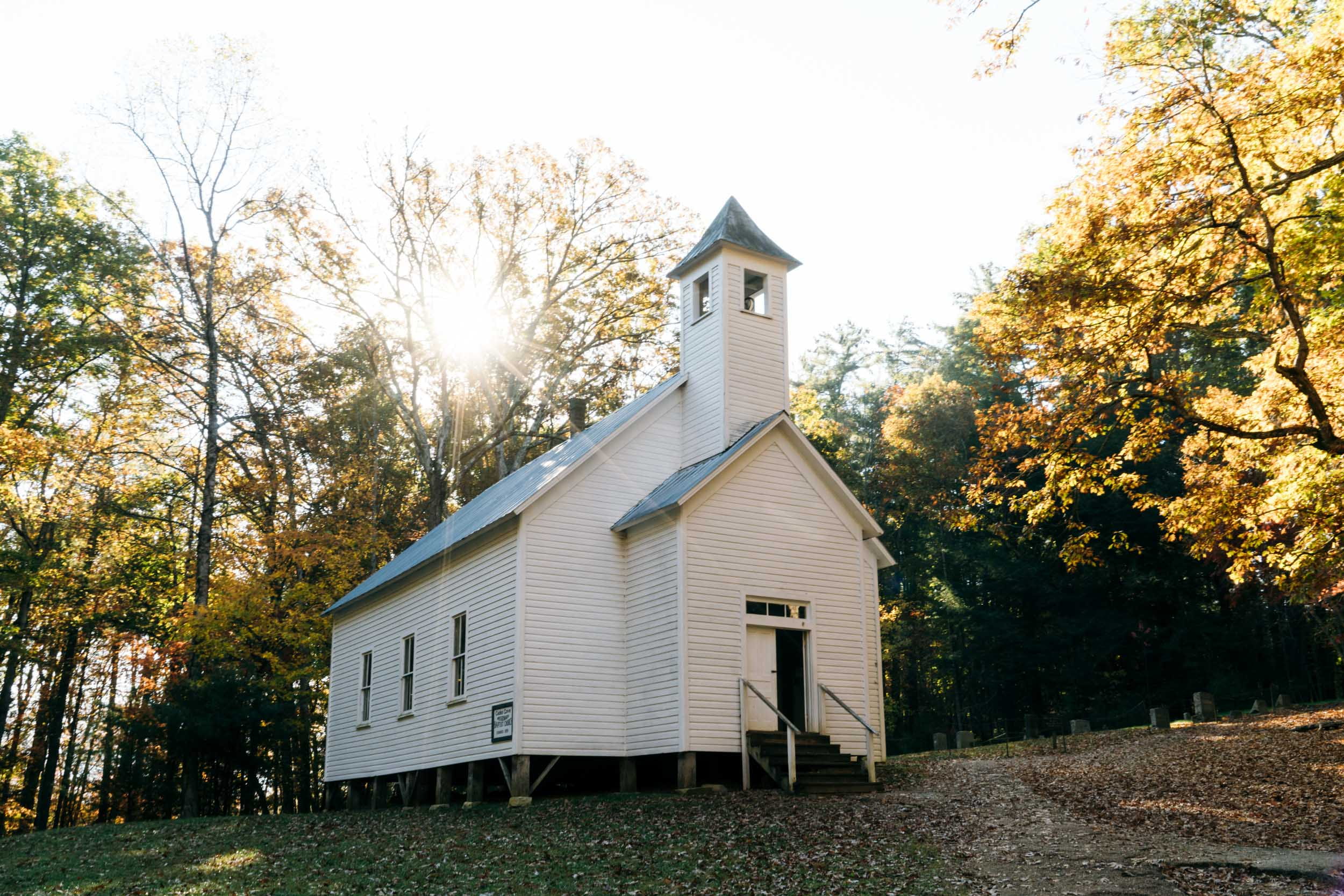 no people, marriage, small, building exterior, village, gsmnp, sun, cades cove, sky, flare, place of worship, autumn, house, architecture, 1080P, wedding, HD Wallpaper