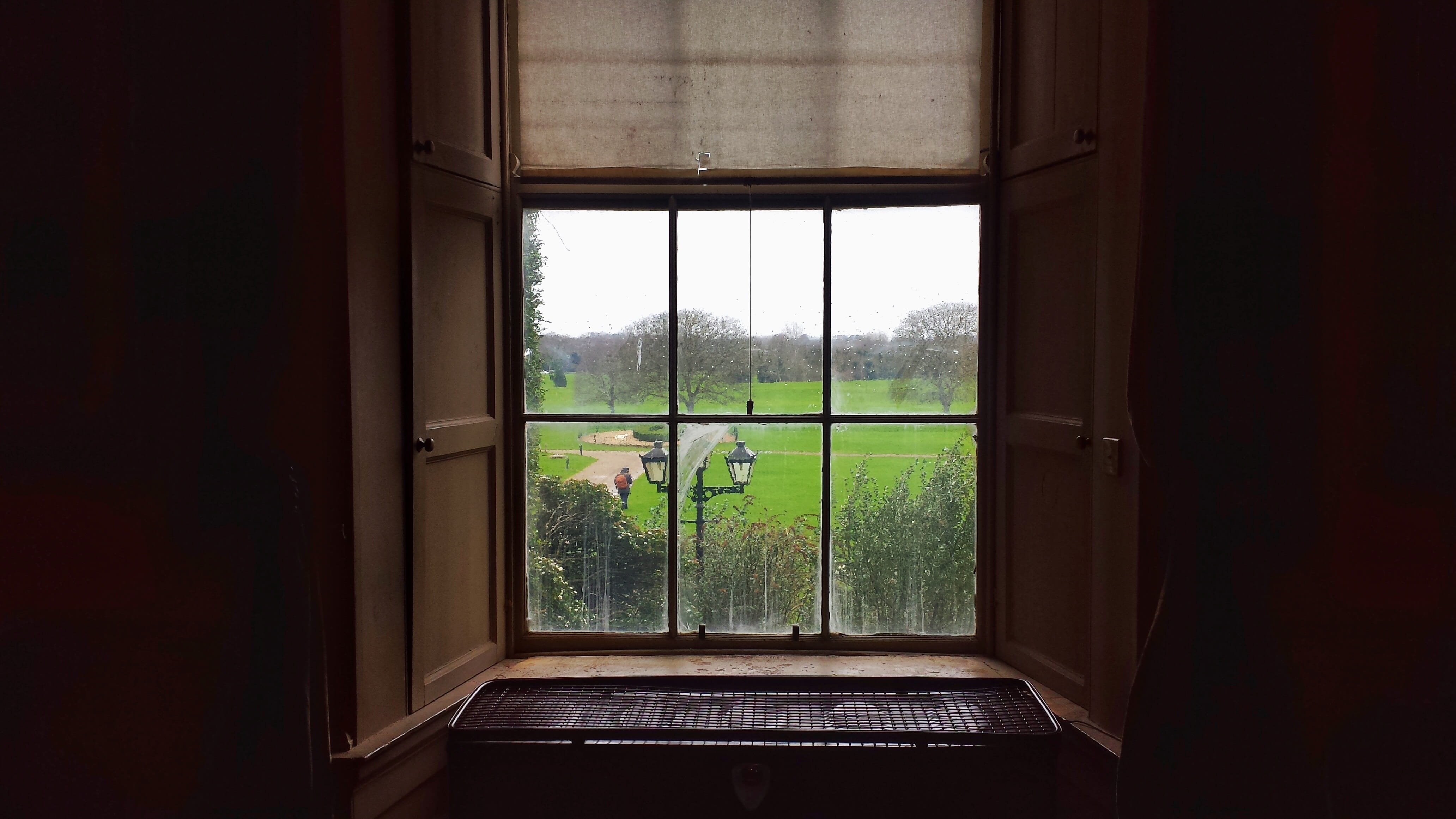 grass field, malahide castle, places, reflection, vegetation, glass, field, plant, green grass, window frame, built structure, tourist destination, trip, HD Wallpaper