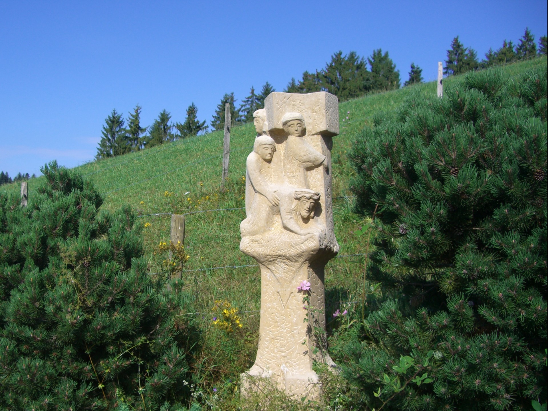 statue, sepp jacob, sculptor, beauty in nature, stone, chiseled, plant, nature, human representation, outdoors, green color, passion, 1080P, rock carving, HD Wallpaper