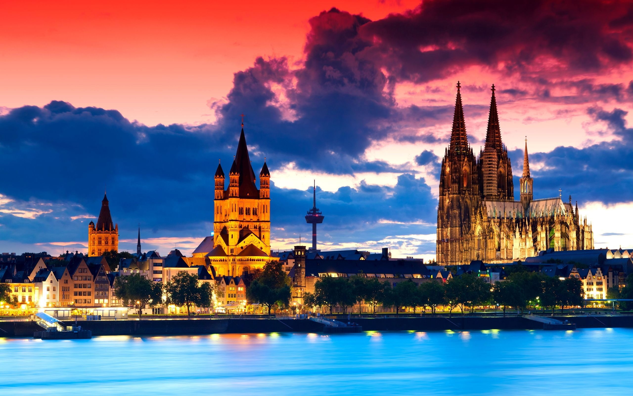 dom, 2K, lights, cathedral, sky, k, night, lner, HD Wallpaper