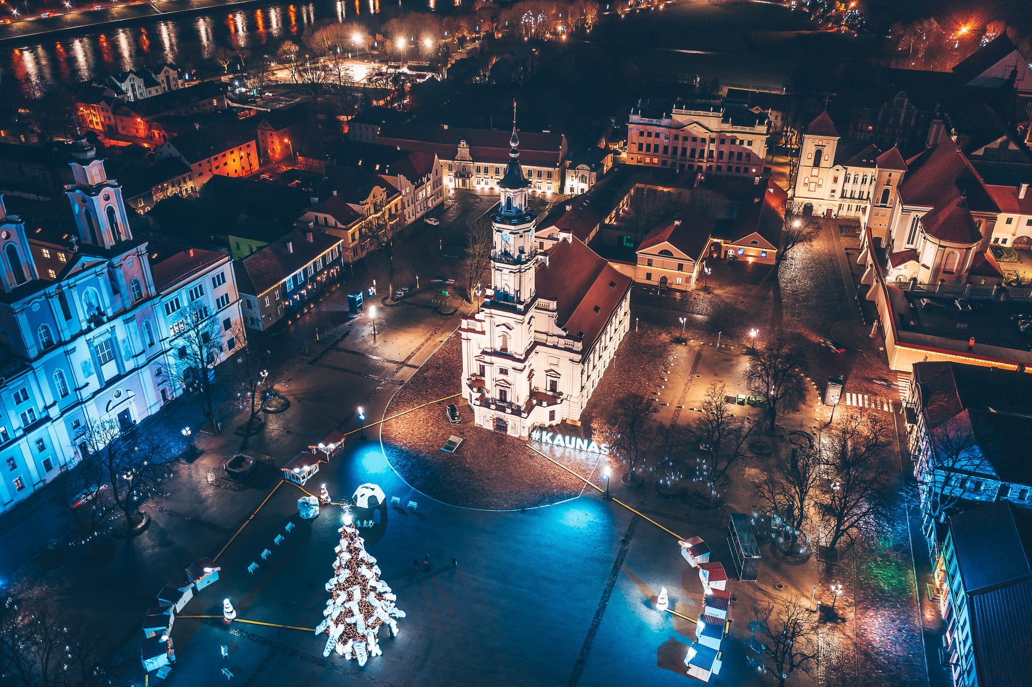 Kaunas, nights, Lithuania, 1080P, HD Wallpaper