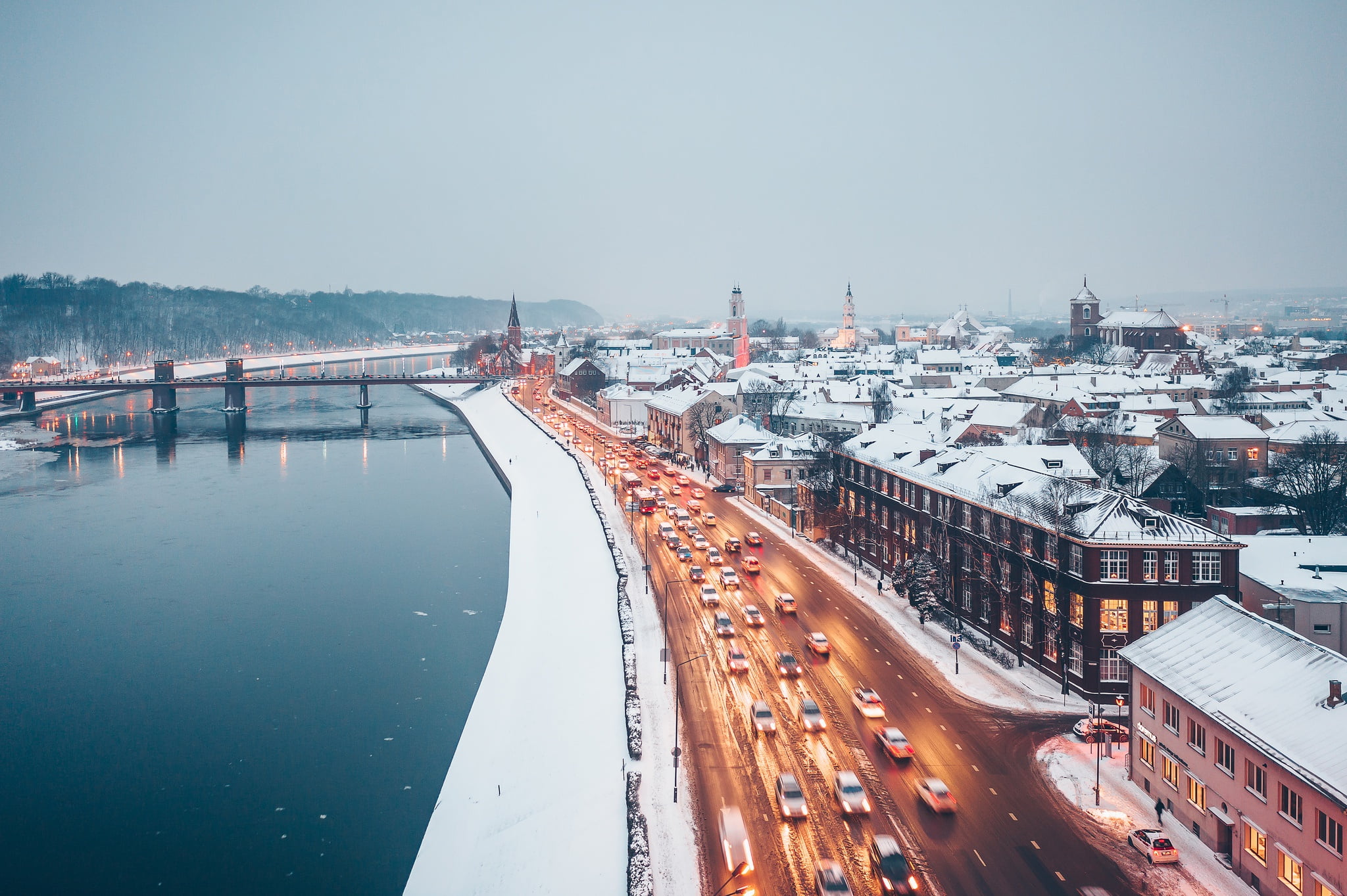the city, 1080P, Kaunas, Lithuania, HD Wallpaper