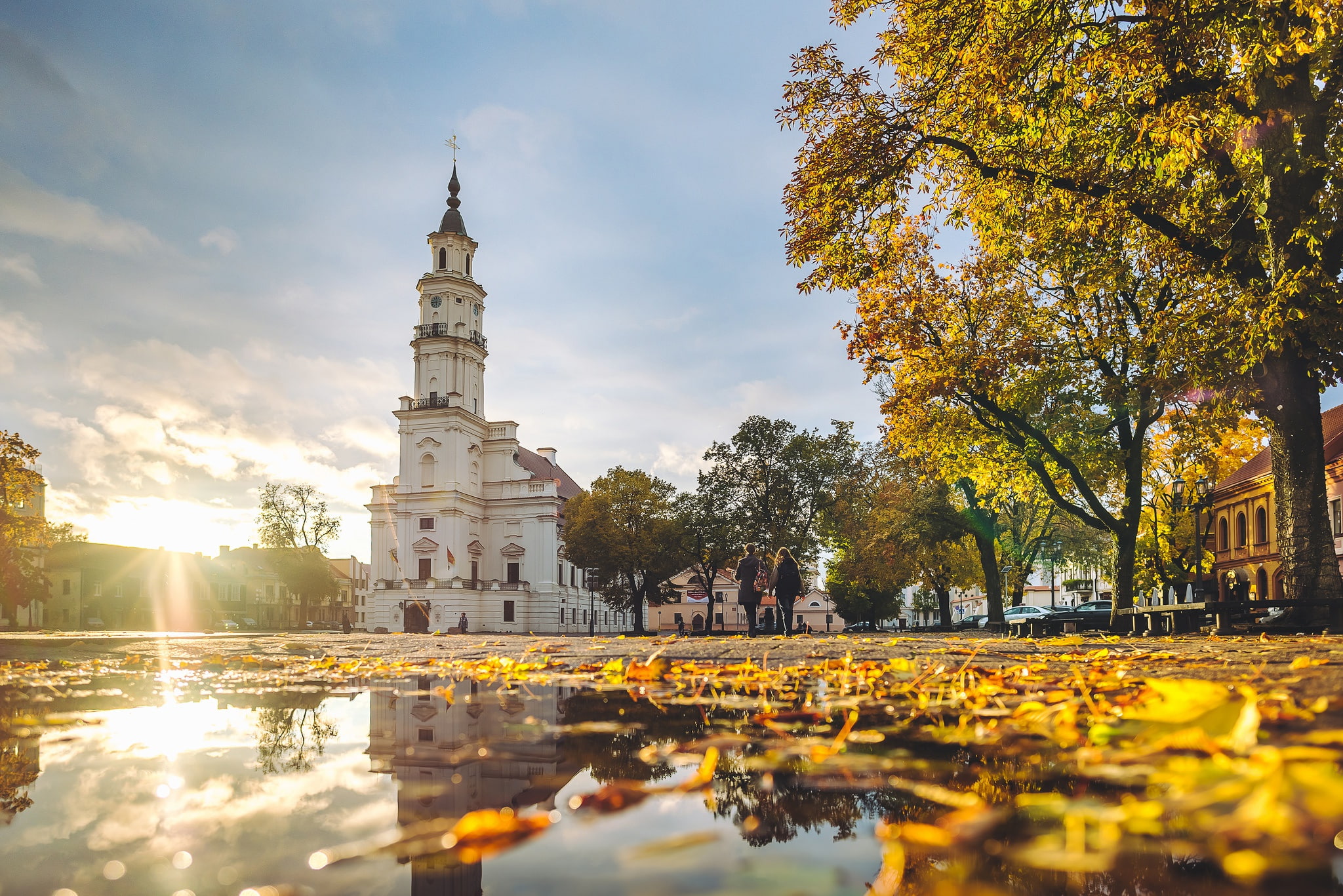 Town Hall, Lithuania, 1080P, Kaunas, Autumn Colors, HD Wallpaper
