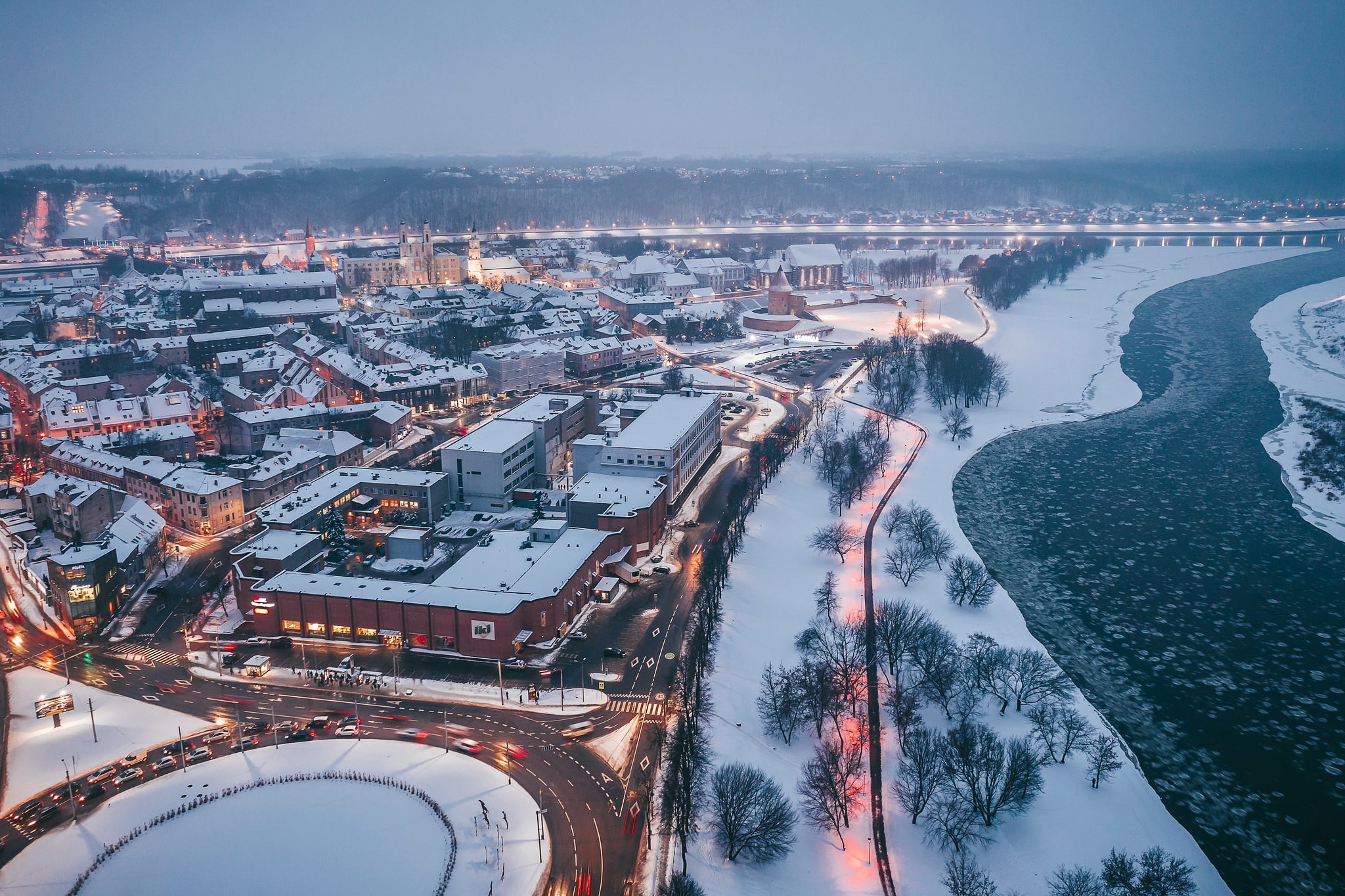 the city, Kaunas, Lithuania, 1080P, HD Wallpaper