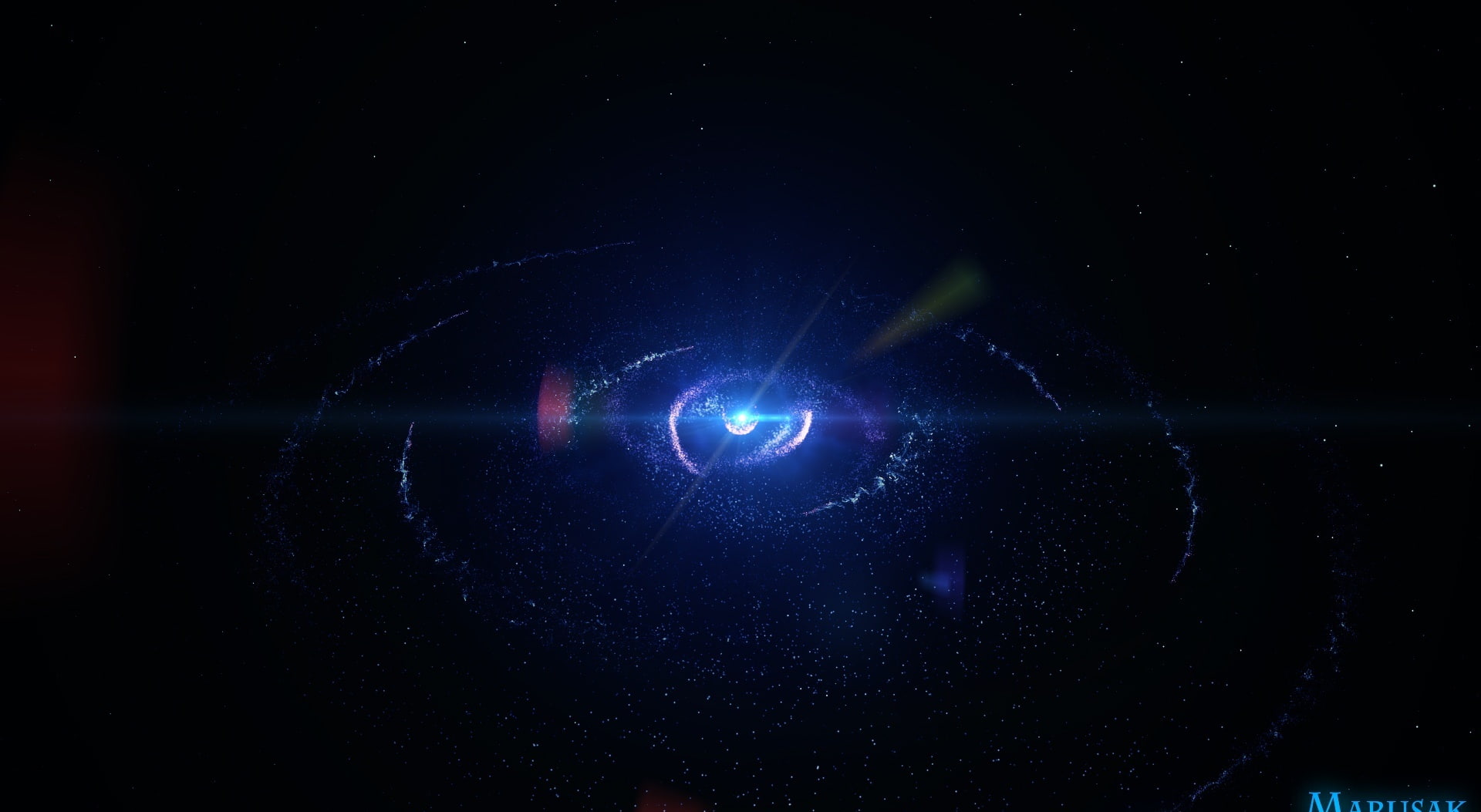 blue, glowing, digital composite, galaxy, futuristic, no people, 1080P, artistic, outdoors, planet - space, technology, 3d, laser, star - space, sky, nature, HD Wallpaper