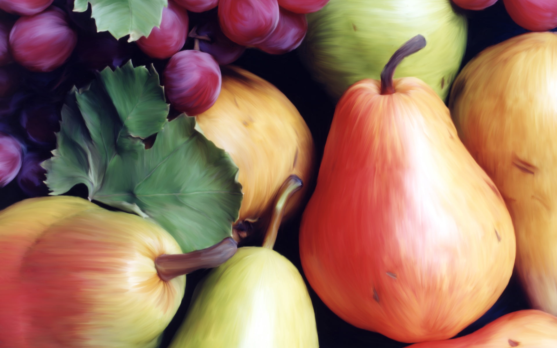 fruit, digitalpainting, stilllife, food, nature, 1080P, digitalart, painter, grapes, painting, HD Wallpaper
