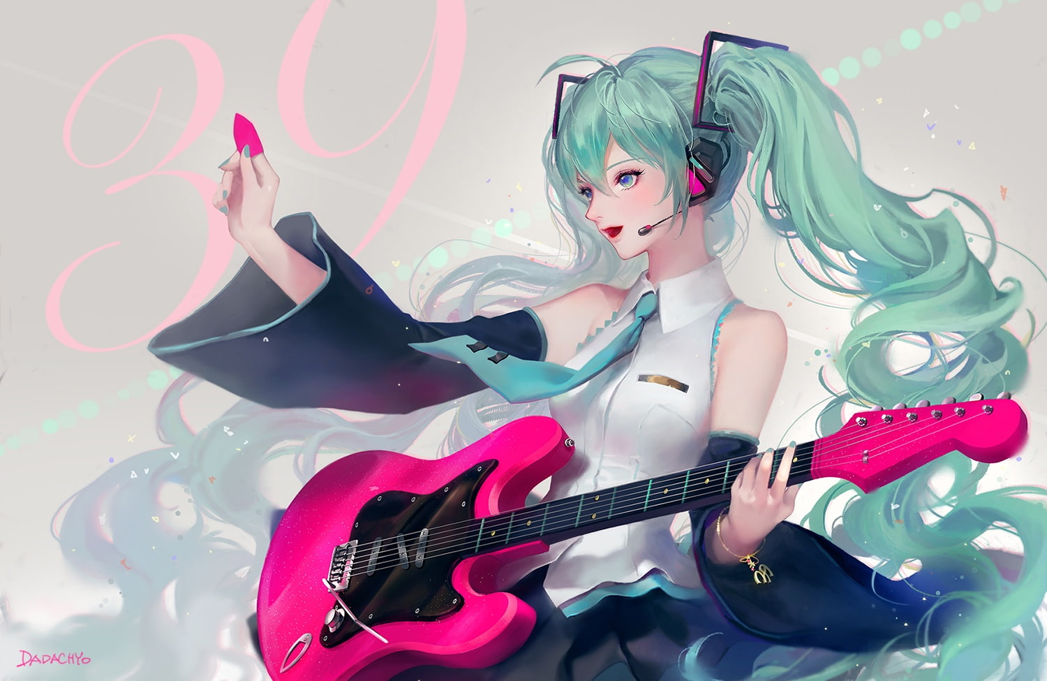 konachan, hatsune, 244626, com, twintails, vocaloid, miku, hair, 720P, long, dadachyo, HD Wallpaper