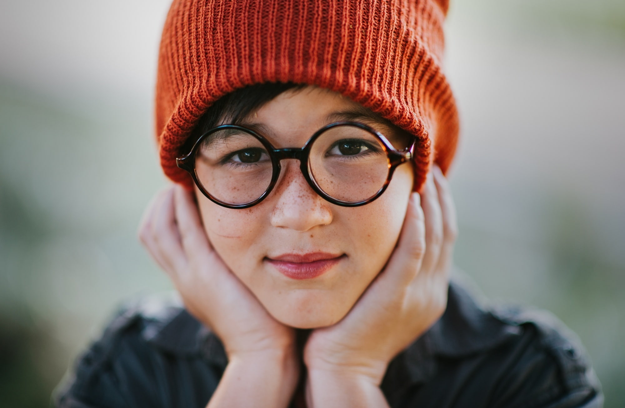 wearing, Portrait, one person, knit hat, Cute, hipster, real people, front view, lifestyles, human face, outdoors, boy, young women, child, eyeglasses, HD Wallpaper