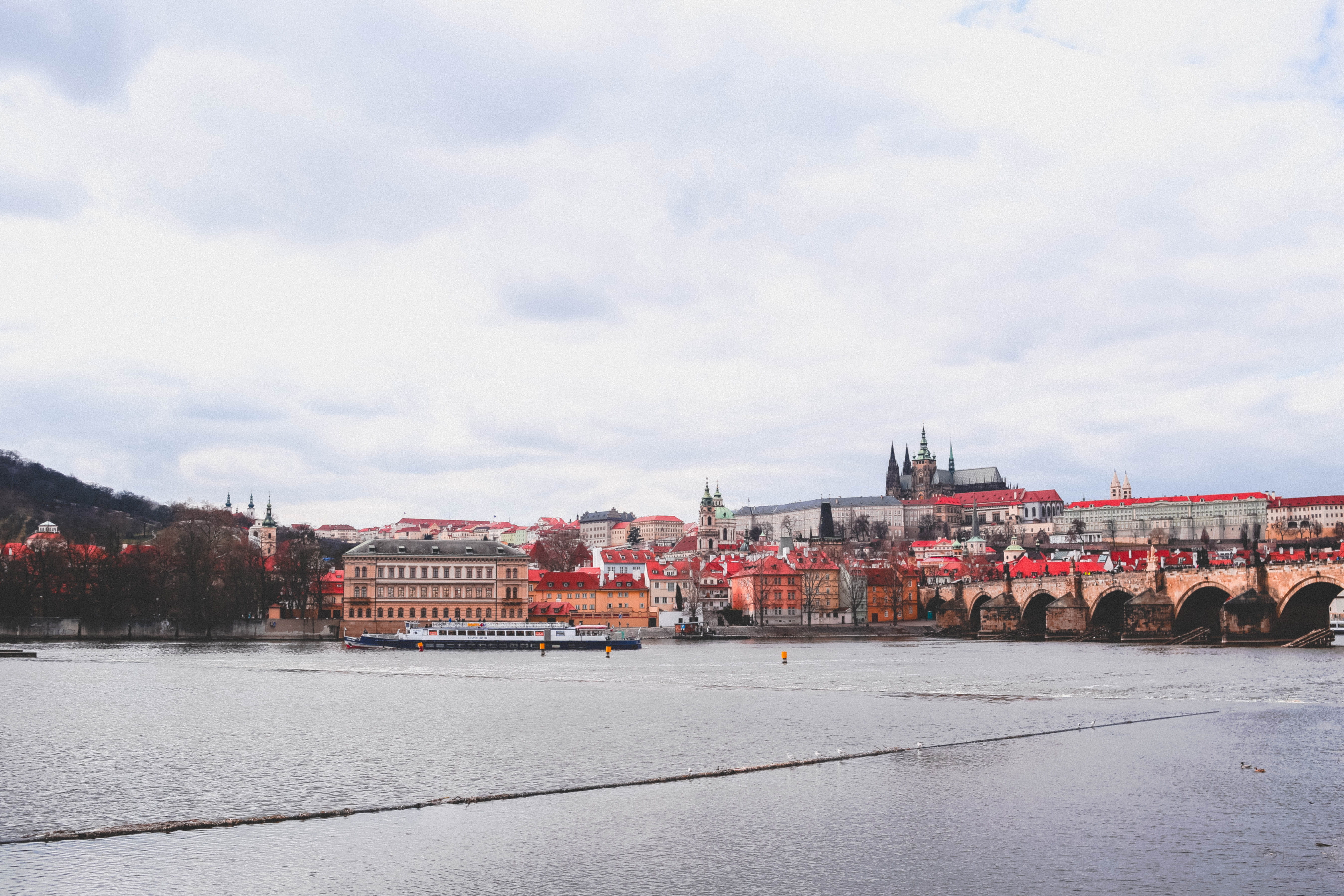 city, composition, sky, shipping, waterfront, citylife, czech, architecture, 5K, geometry, praha, water, abstract, freight transportation, river, built structure, HD Wallpaper