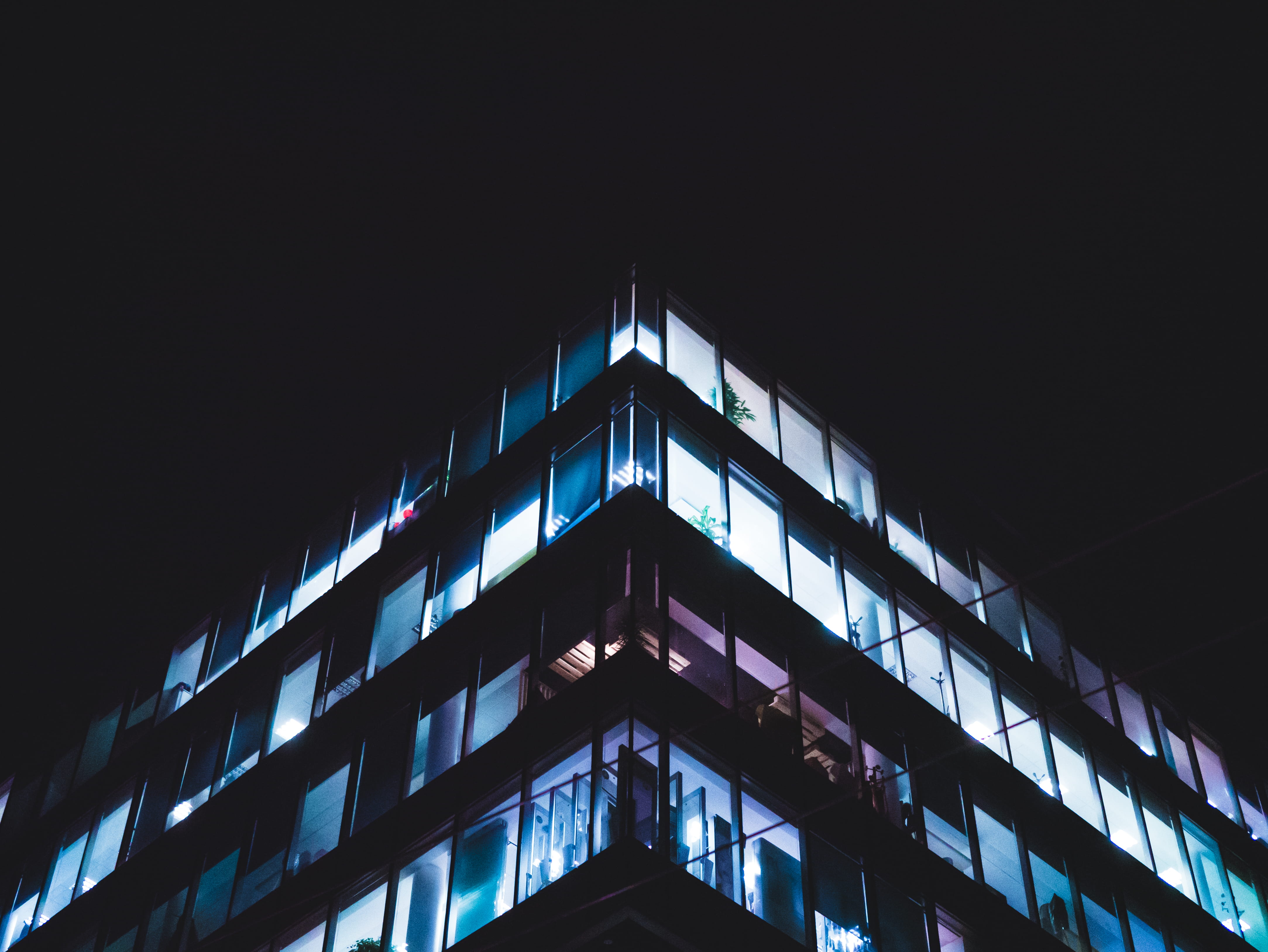 bratislava, low angle view, ciity, no people, ceiling, night, slovakia, offices, kollárovo námestie, nature, office, clear sky, sky, pattern, illuminated, HD Wallpaper