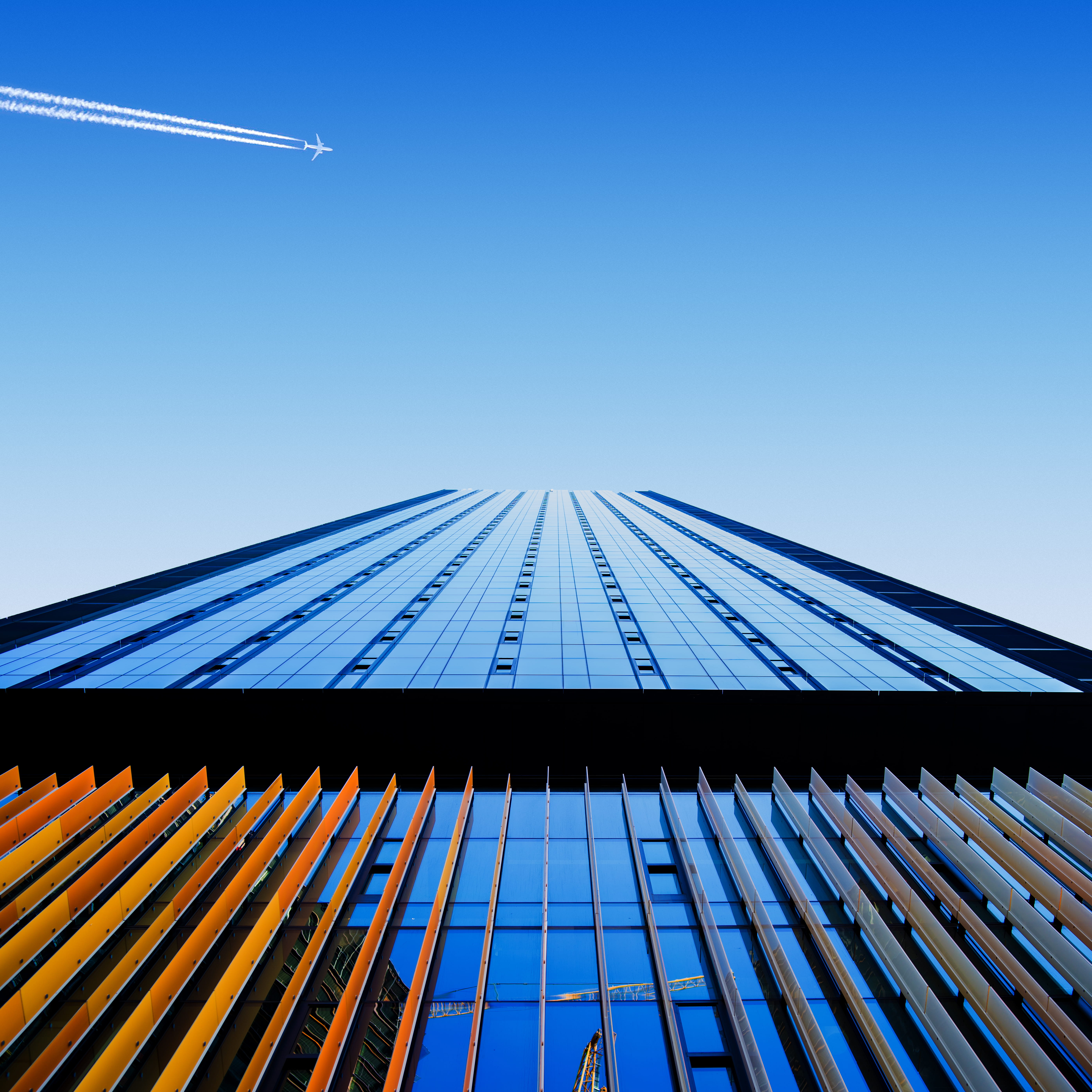 outdoors, industry, 5K, perspective, building exterior, lookingup, city, design, rise, built structure, nature, high, low angle view, united states, sky, Phone HD Wallpaper